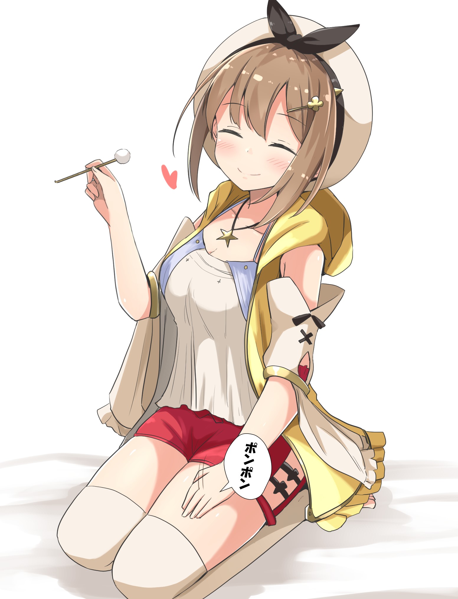 Reisalin Stout from Atelier Ryza kneeling with a lollipop HD Phone Wallpaper