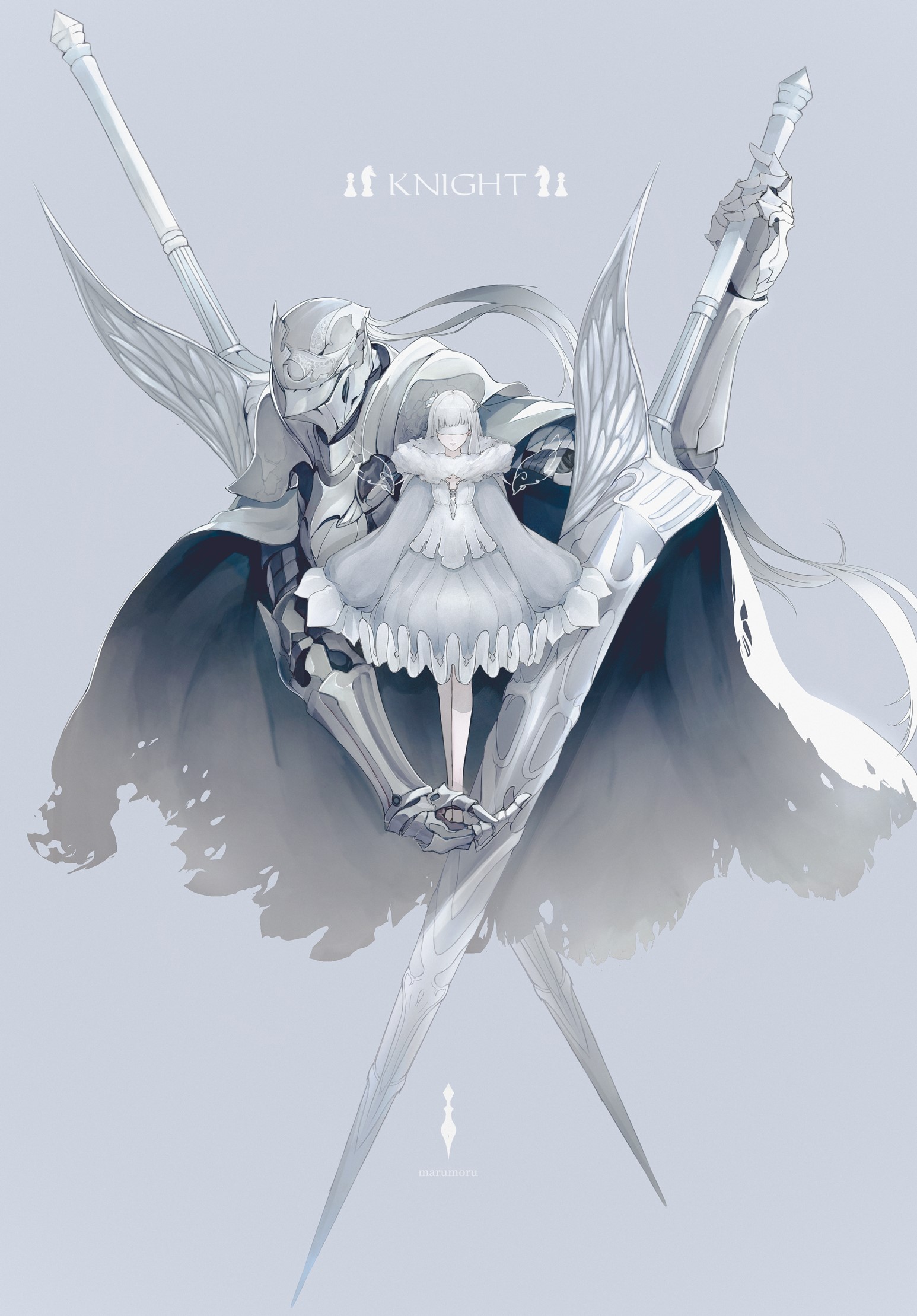 Knight and girl with swords HD Phone Wallpaper