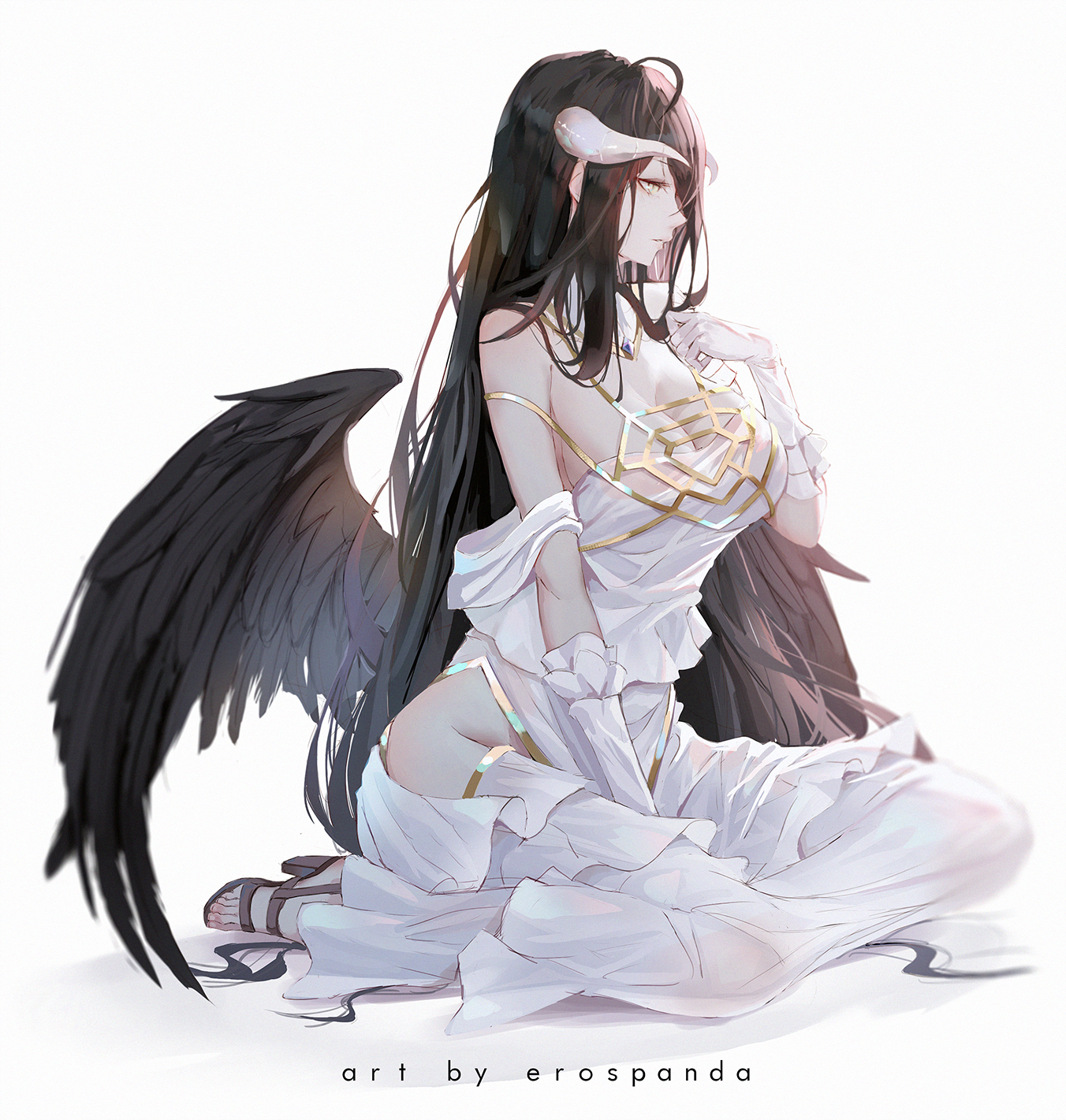Albedo from Overlord in a White Dress HD Phone Wallpaper