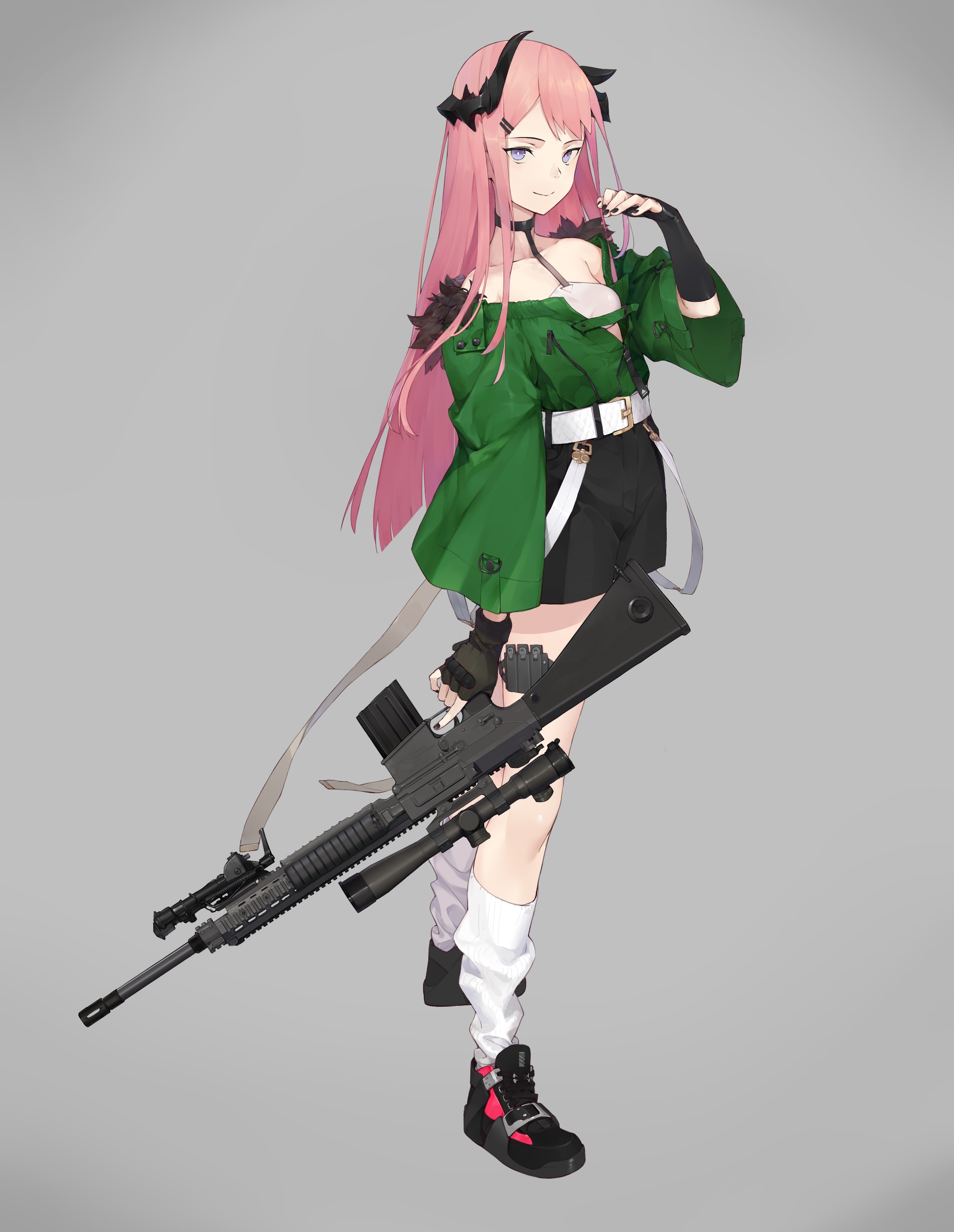 Anime Girl with Sniper Rifle HD Phone Wallpaper