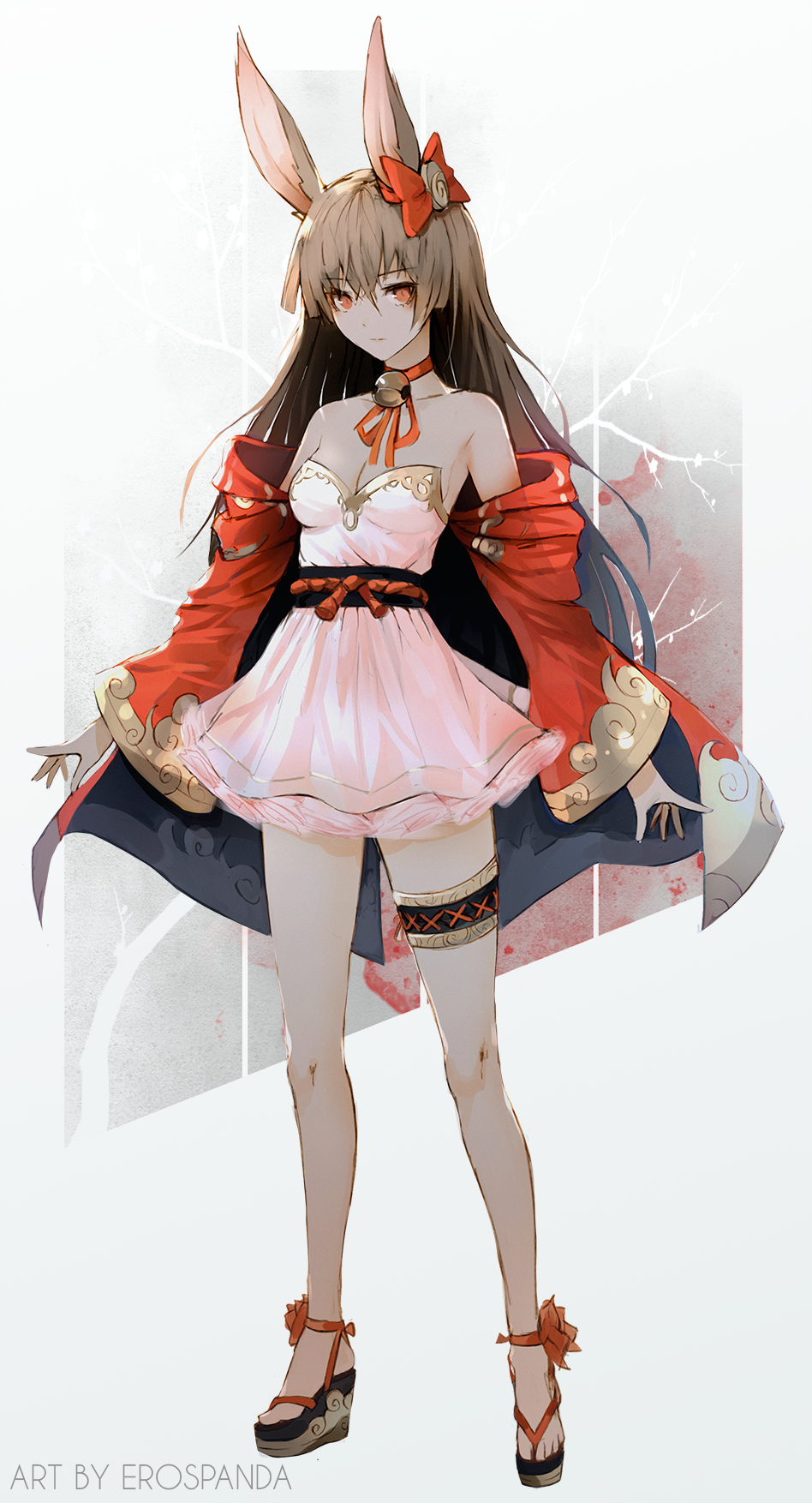 Anime Bunny Girl in Red and White Outfit HD Phone Wallpaper