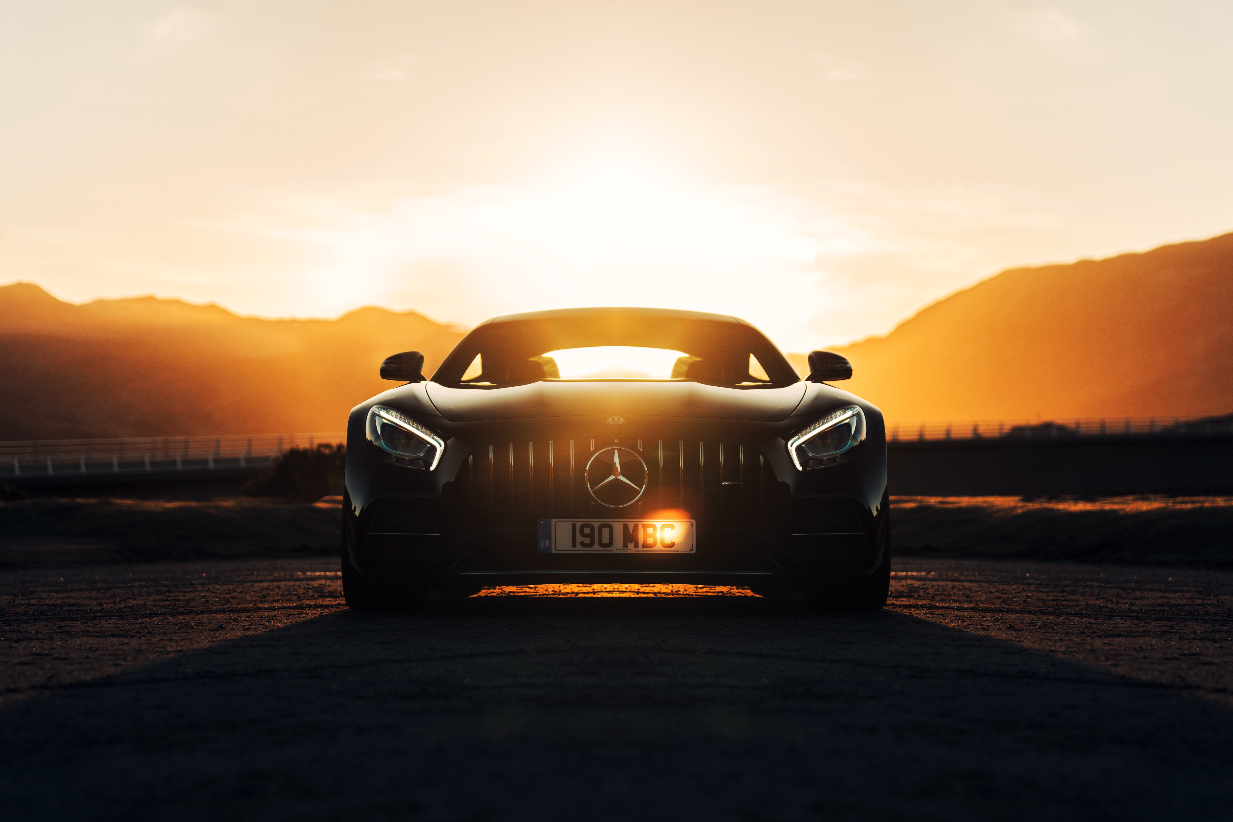 Mercedes-AMG GT C Sports Car at Sunset 4K HD Wallpaper