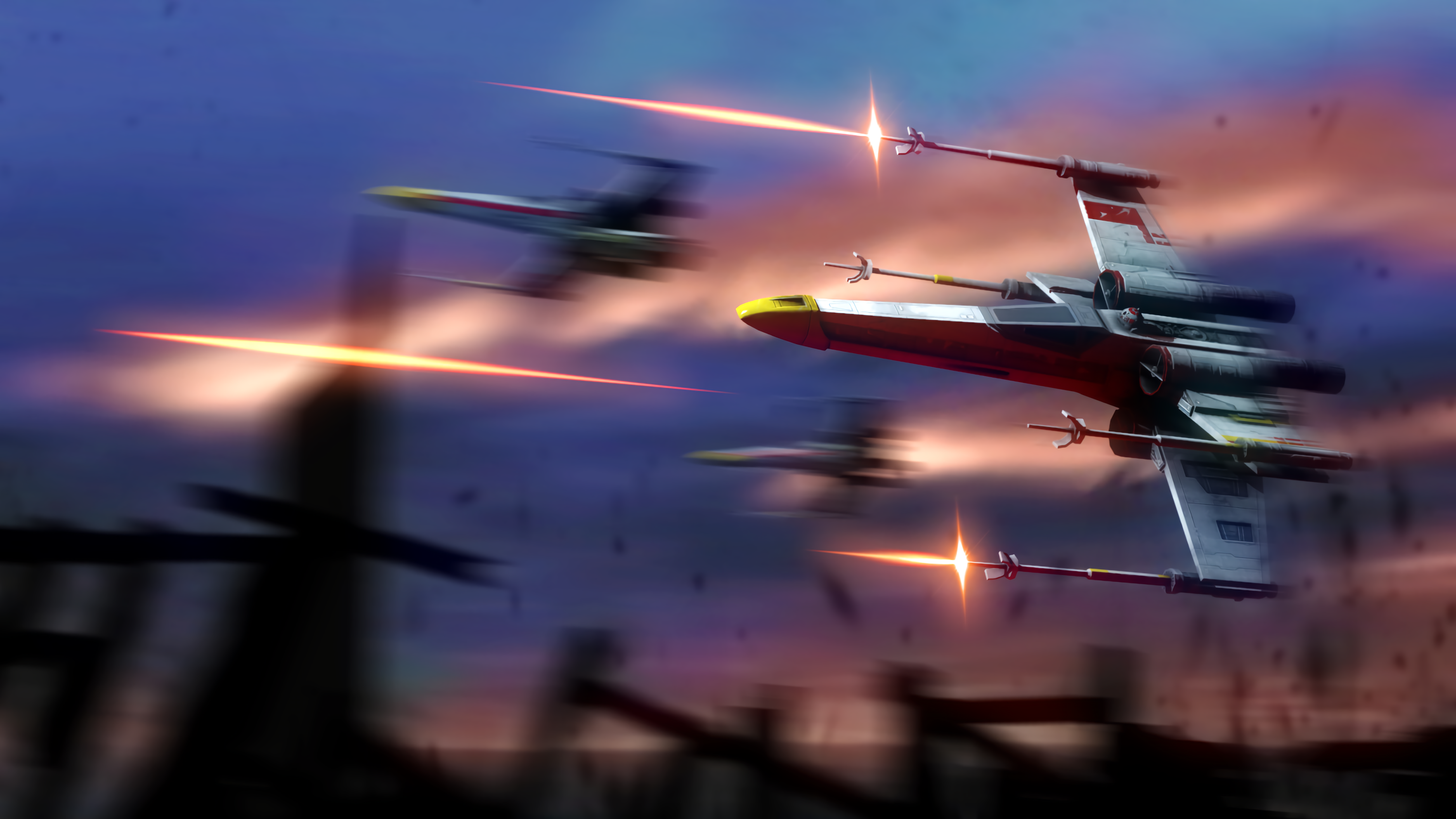 X-wing Starfighters in battle from Star Wars HD Wallpaper