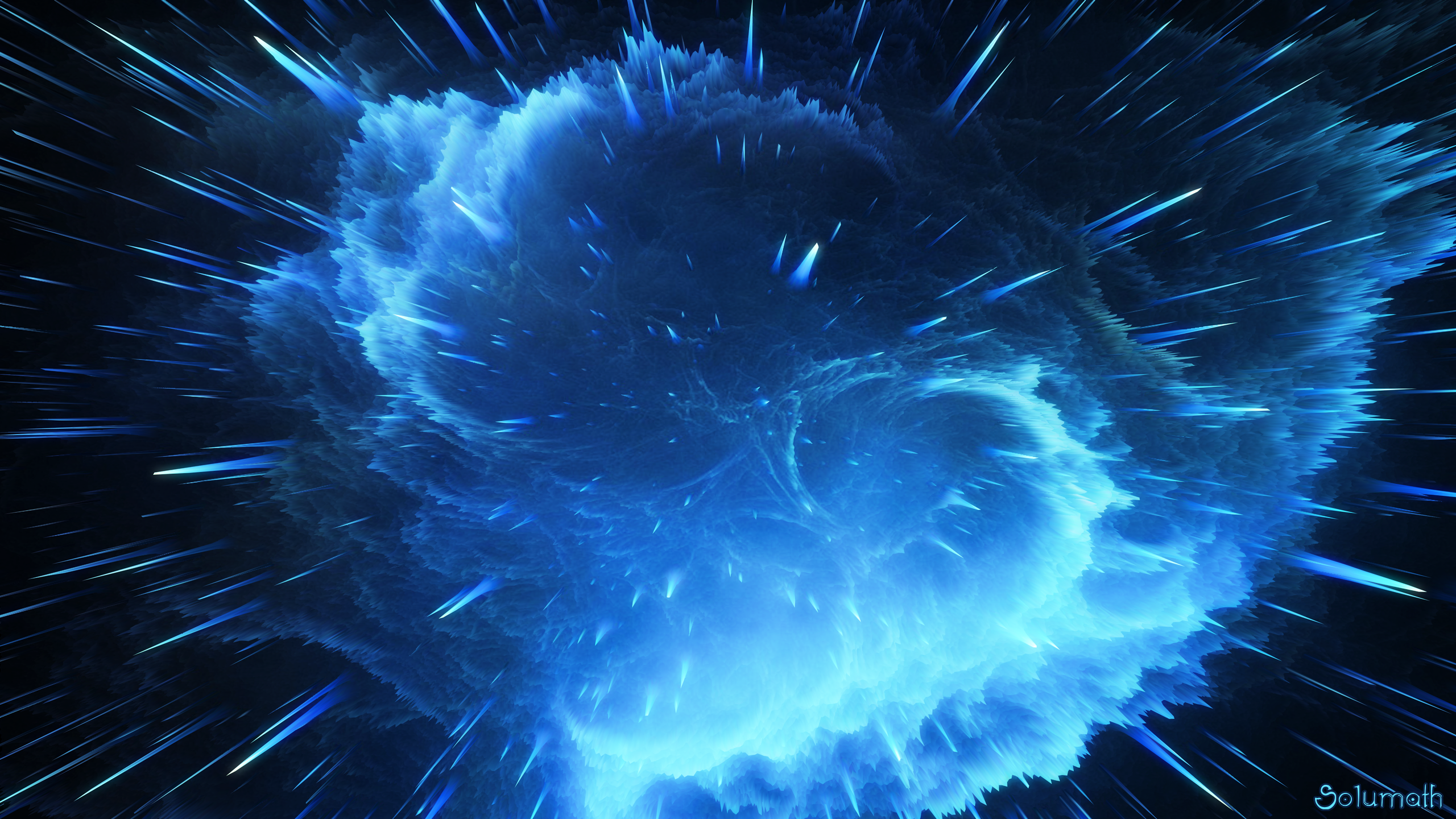 Abstract blue nebula with light streaks HD Wallpaper