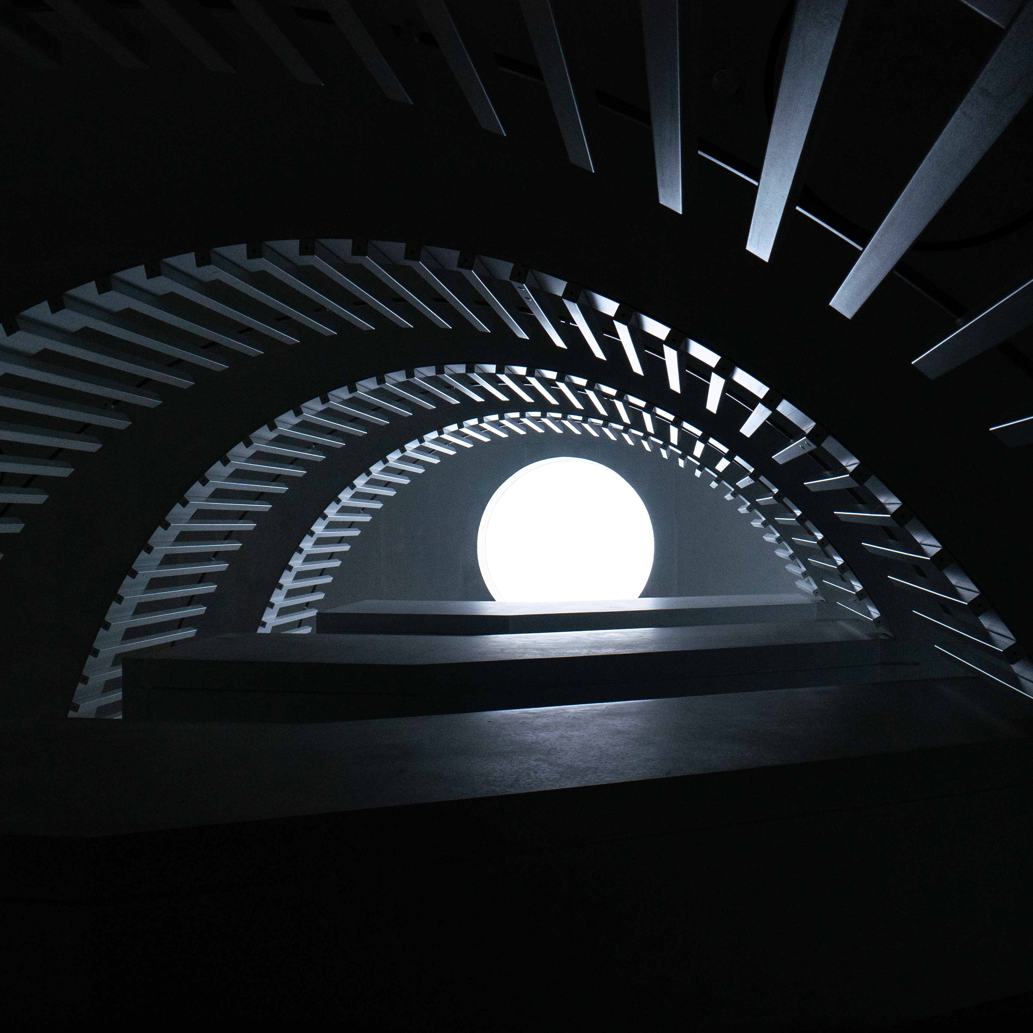 Abstract Architecture with Glowing Orb HD Wallpaper