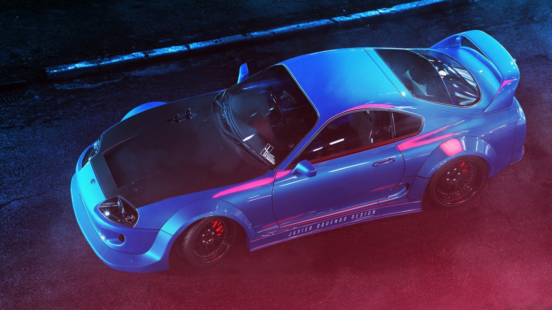 Blue Toyota Supra with custom body kit HD Wallpaper