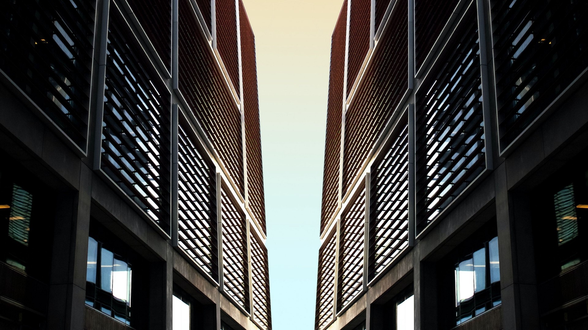 Modern Buildings with Louvered Facades HD Wallpaper
