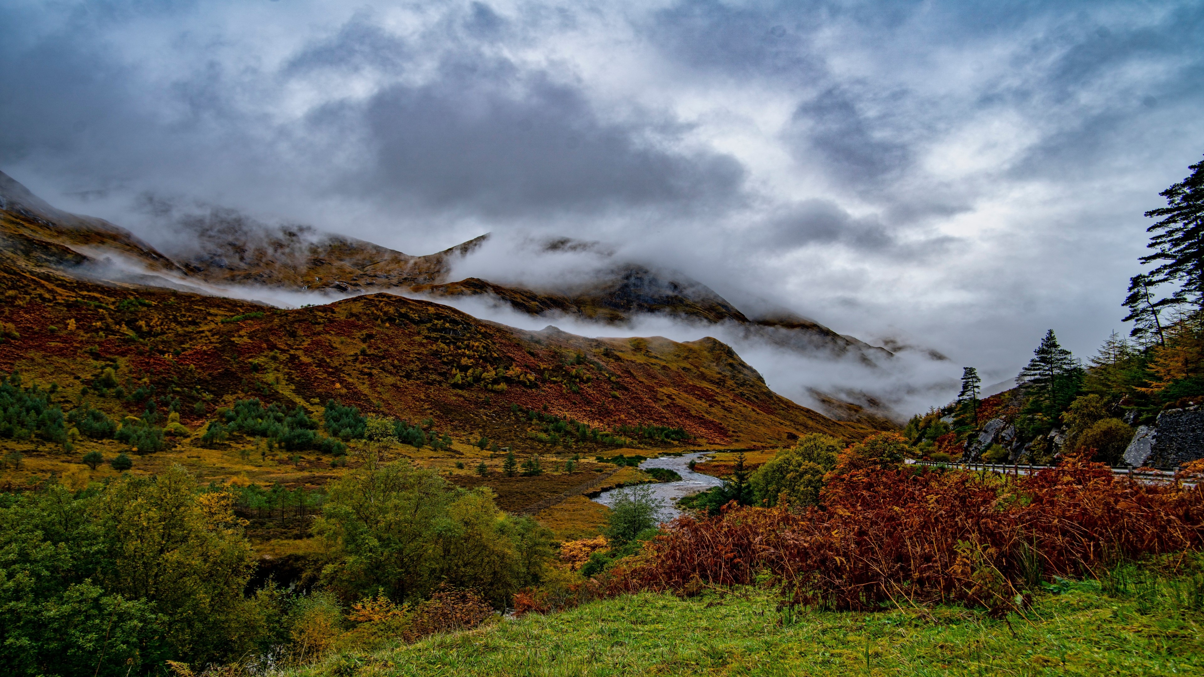 4K Nature Landscape with Mountains and River HD Wallpaper