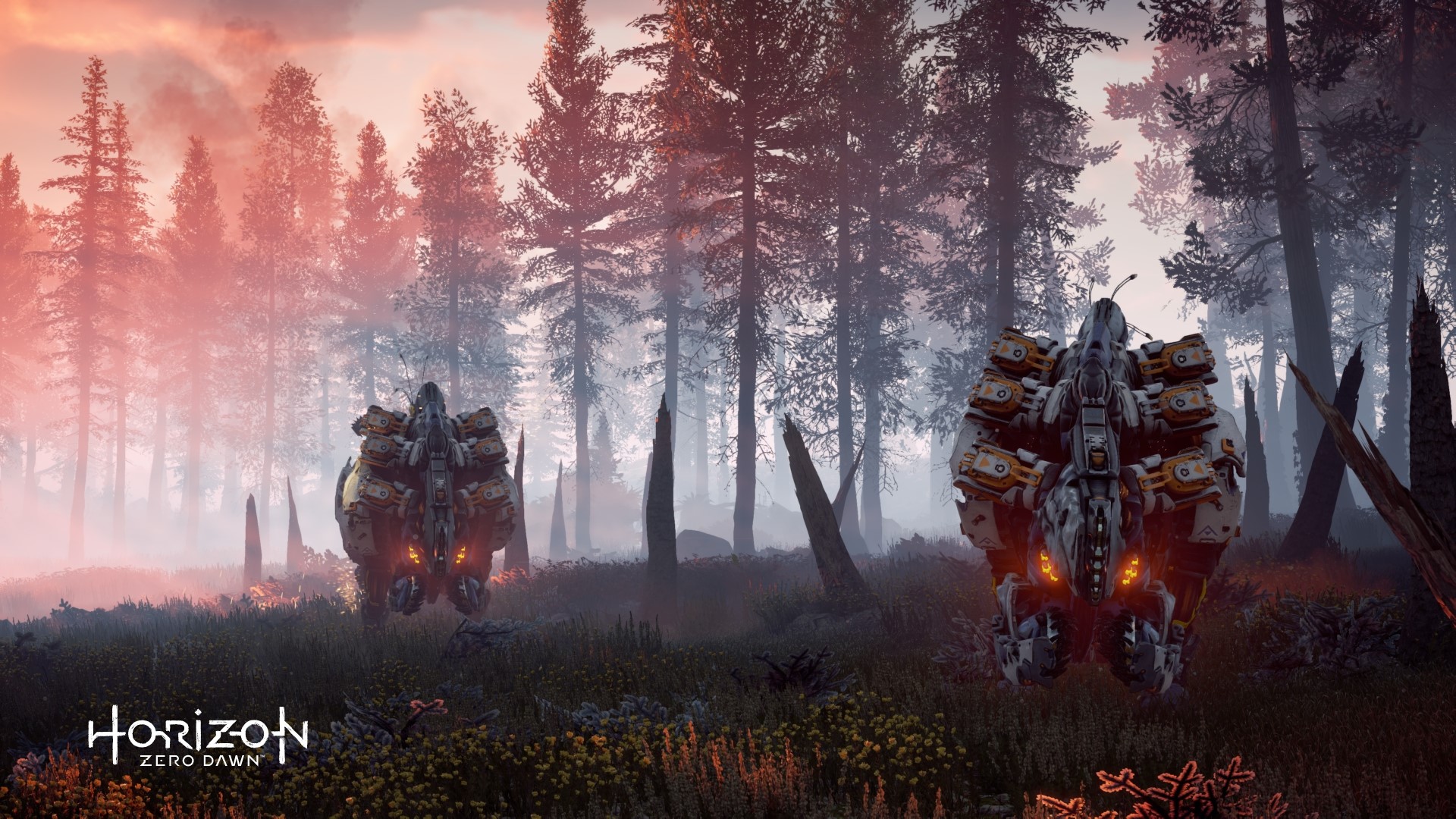 Horizon Zero Dawn forest with machines HD Wallpaper