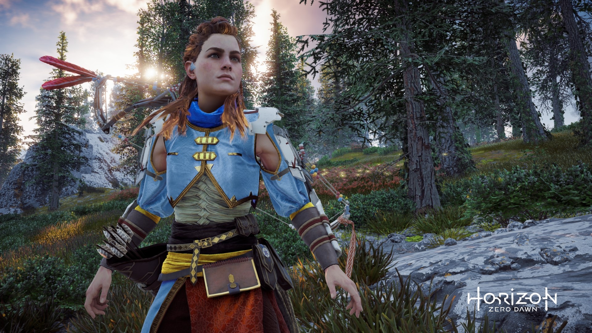 Aloy from Horizon Zero Dawn in a forest HD Wallpaper