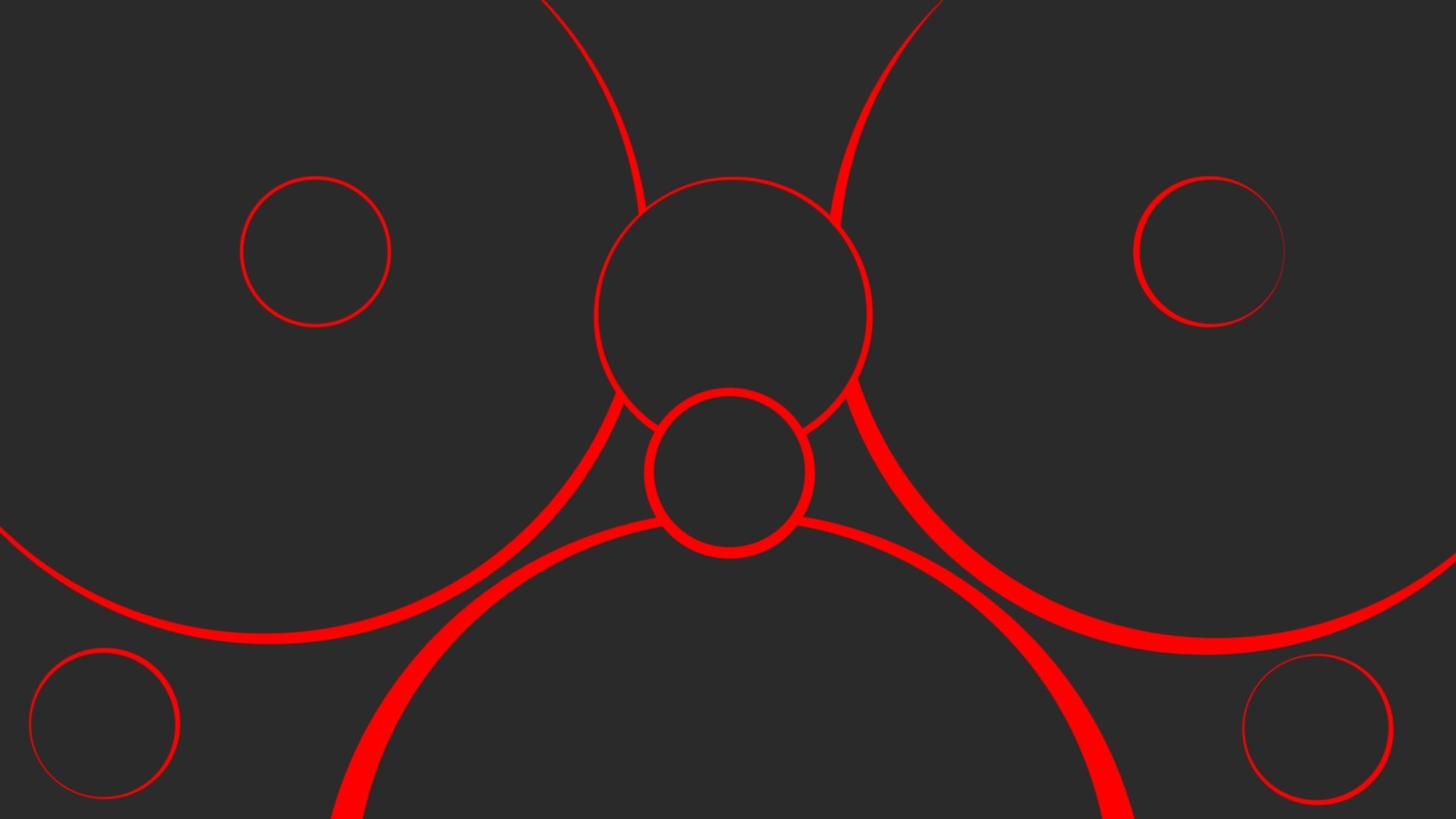Abstract Red Circles and Lines on Dark Background HD Wallpaper