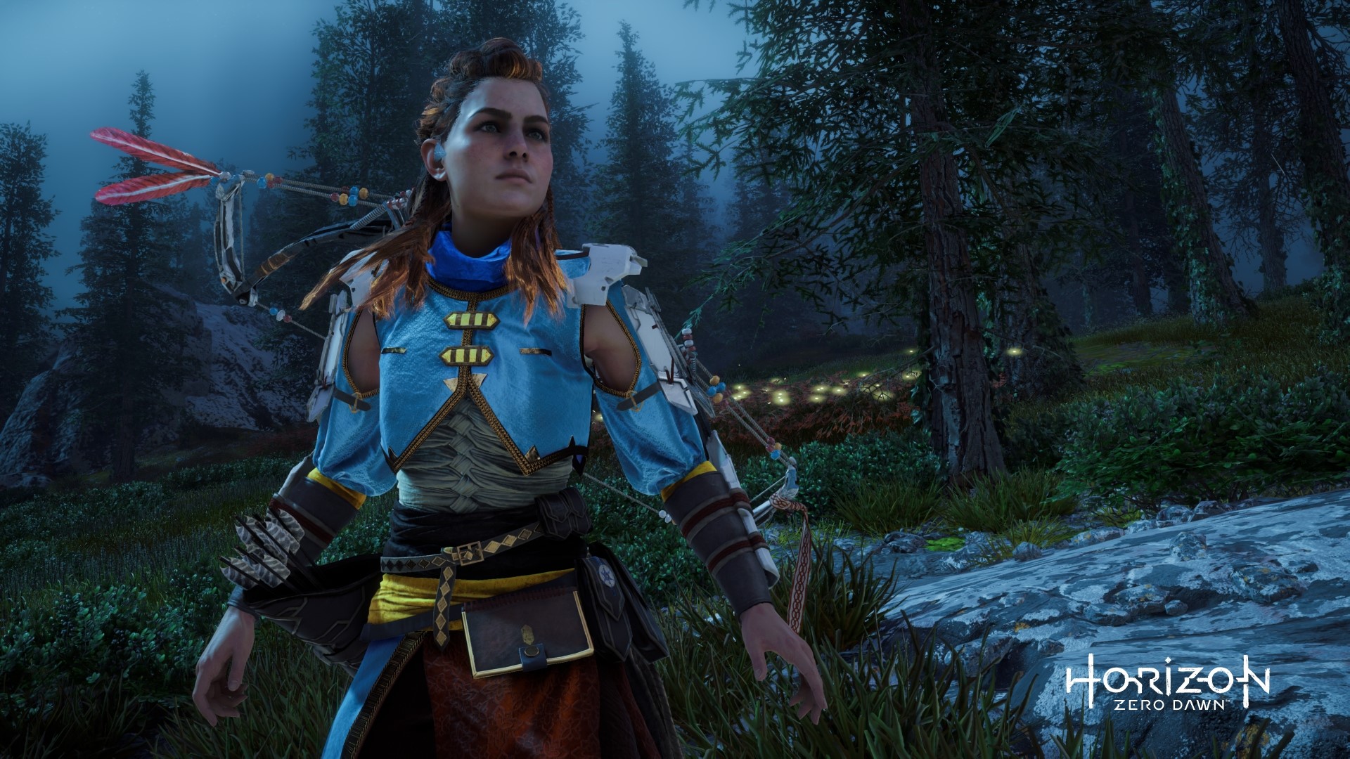 Aloy from Horizon Zero Dawn in a forest HD Wallpaper