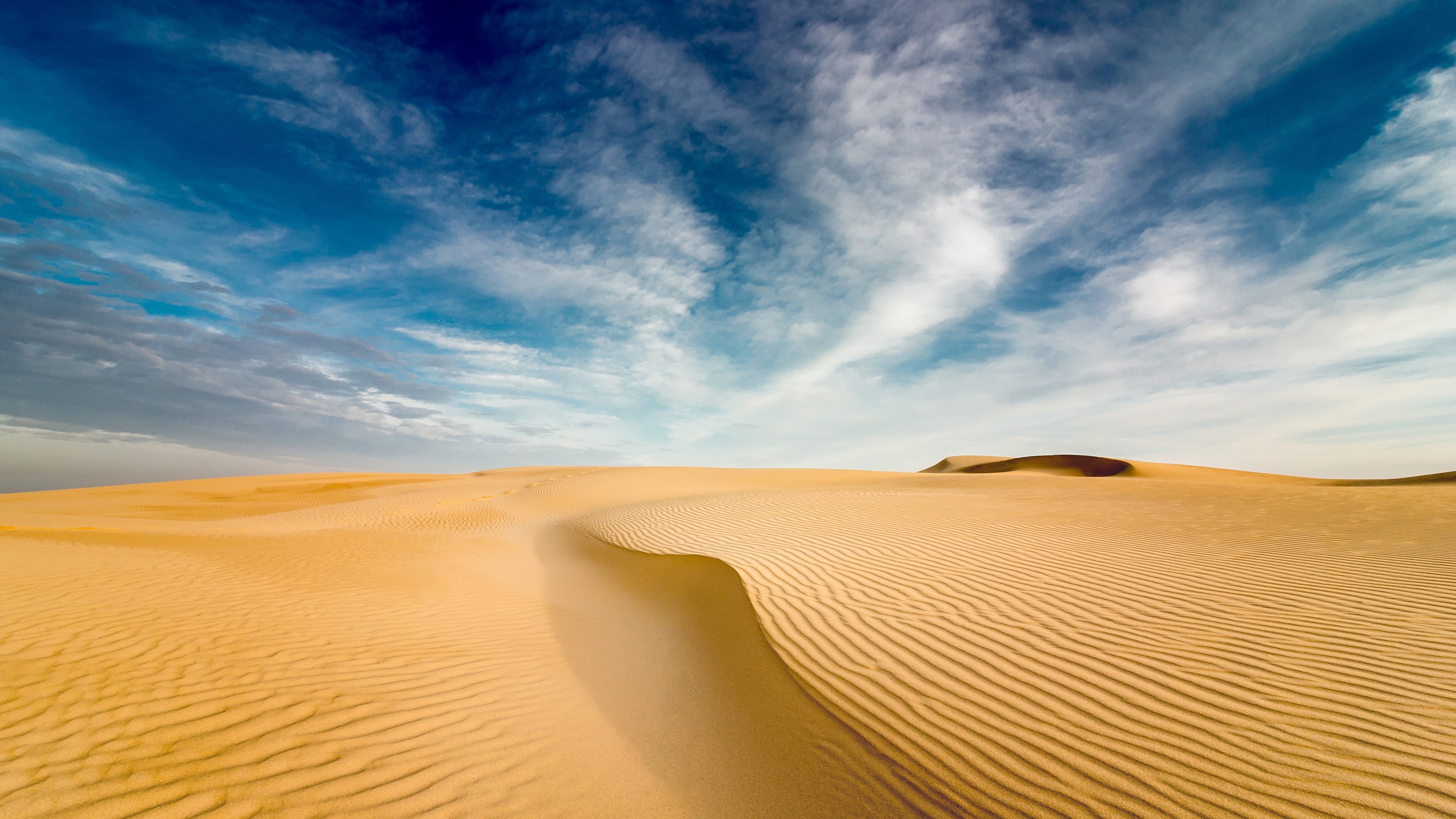 4K Desert Landscape with Rippled Sand Dunes HD Wallpaper