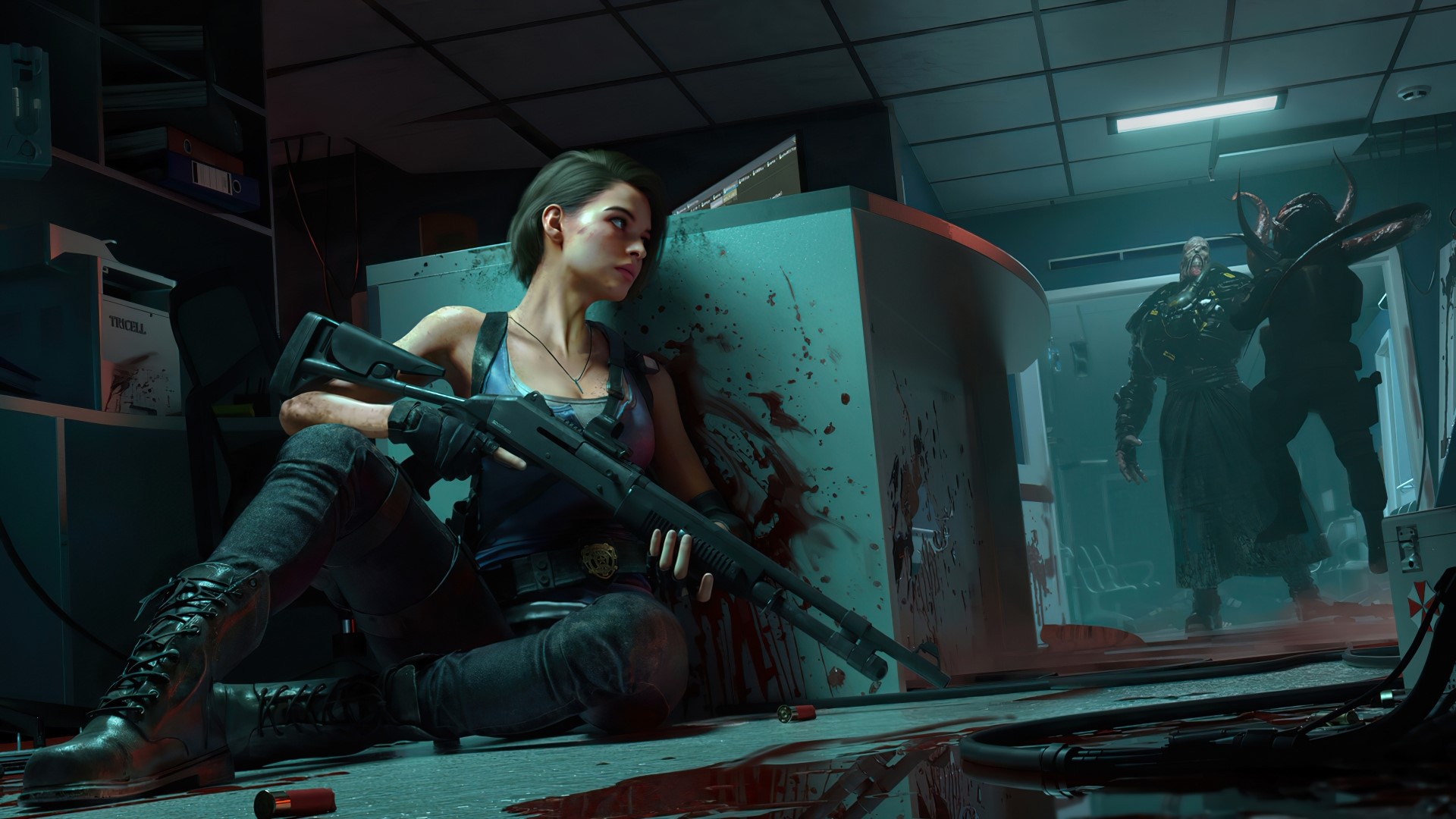 Jill Valentine from Resident Evil 3 with Nemesis HD Wallpaper
