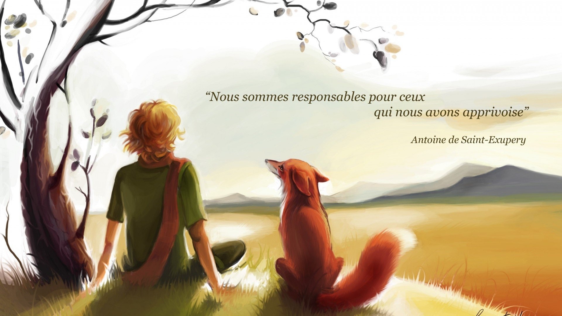 The Little Prince and the Fox HD Wallpaper