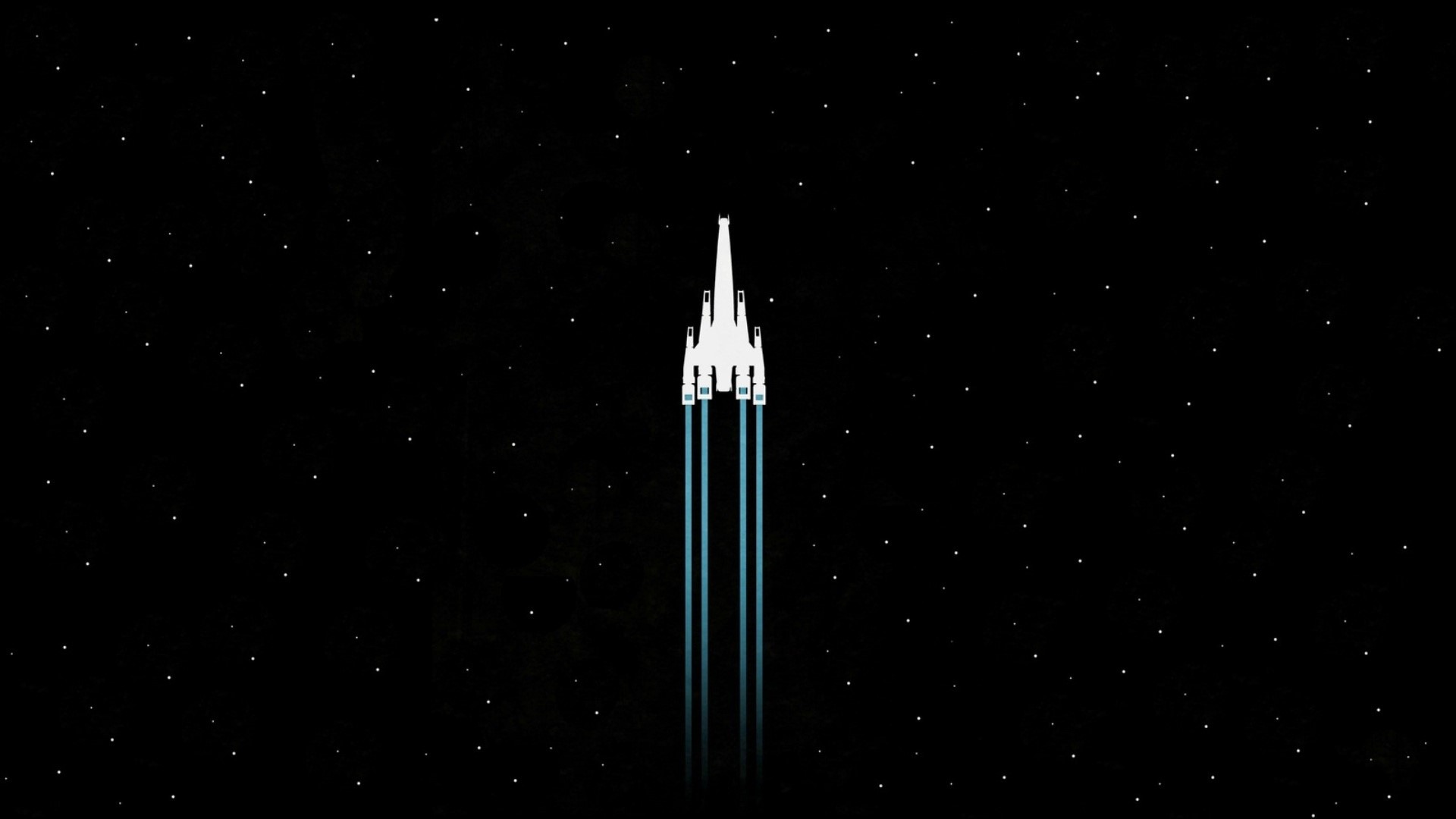 White spaceship flying through starry space HD Wallpaper