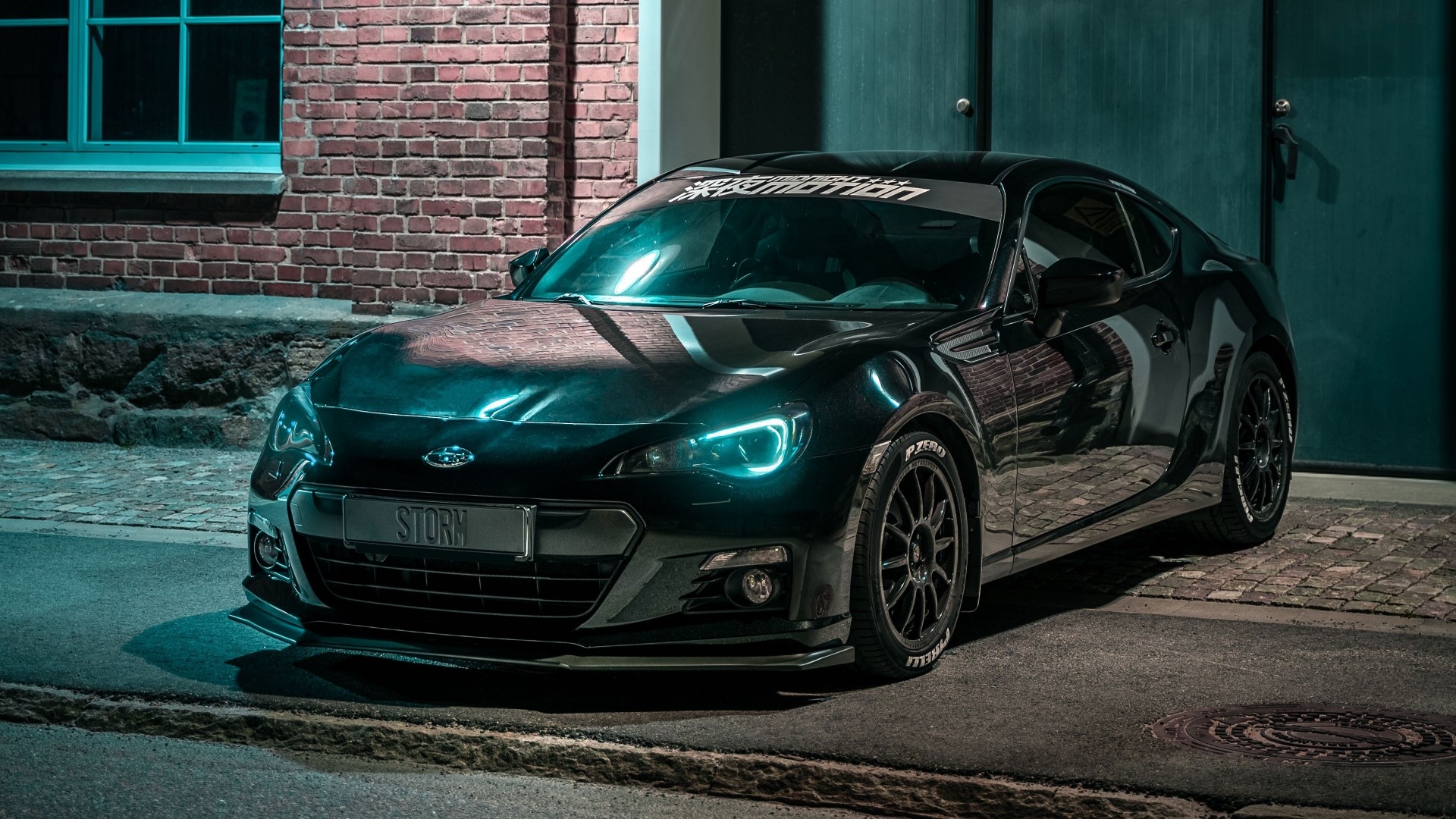 Black Subaru BRZ with "STORM" license plate HD Wallpaper