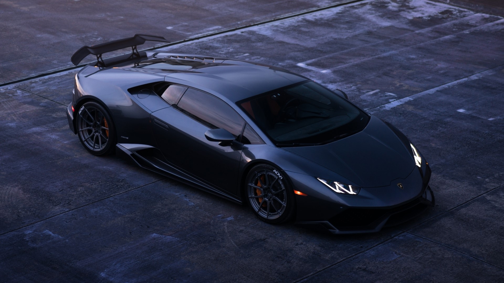 Dark Grey Lamborghini Huracan with Spoiler HD Wallpaper