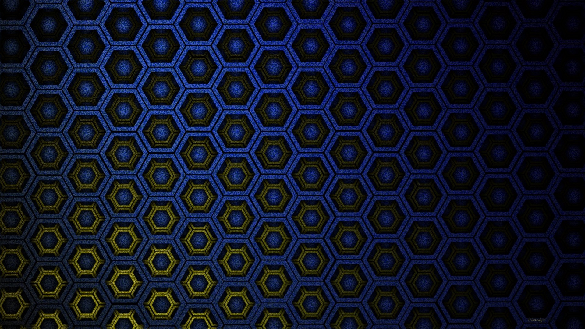 Blue and yellow hexagonal texture HD Wallpaper