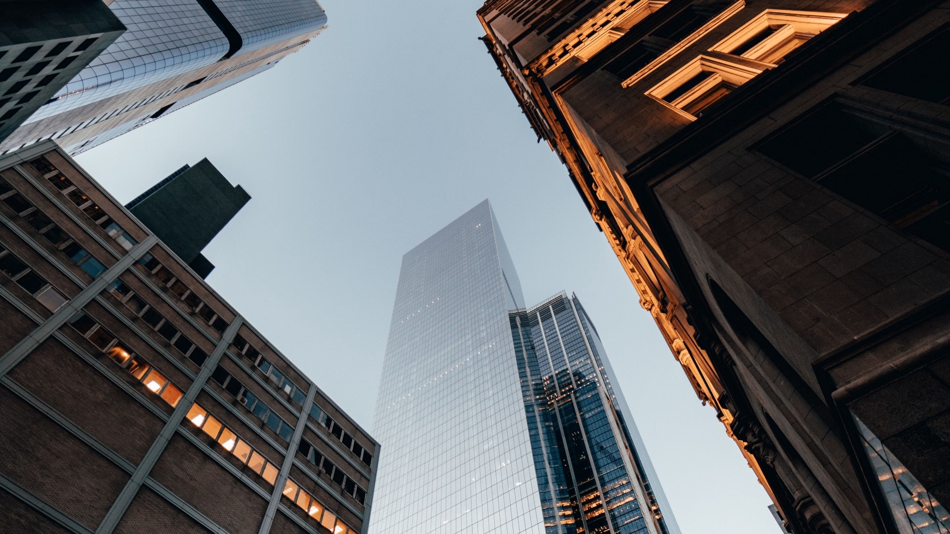 Skyscrapers against a clear sky HD Wallpaper