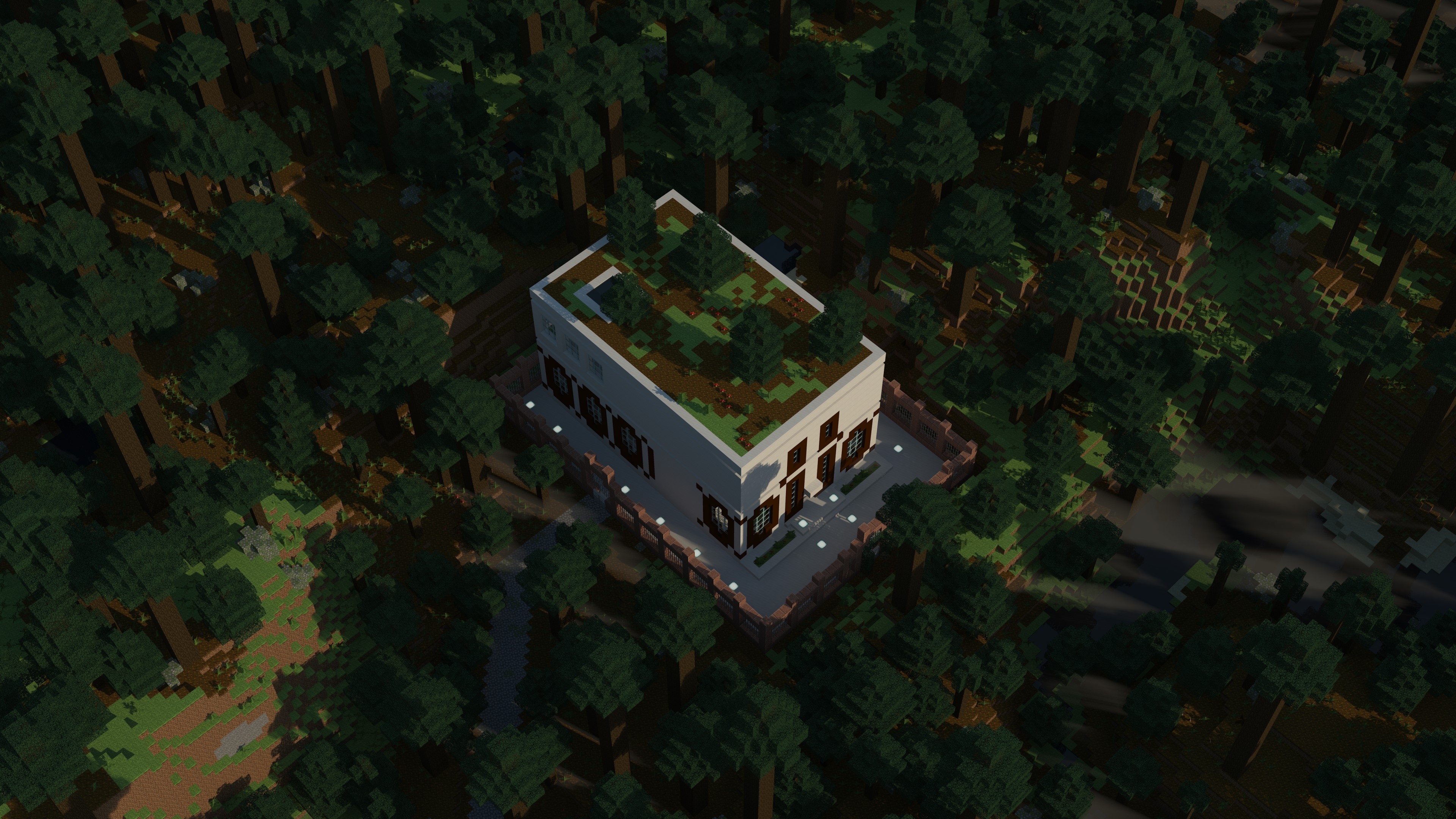 4K Minecraft house in a forest HD Wallpaper
