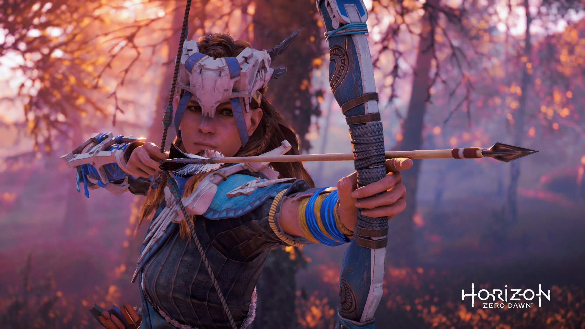 Aloy from Horizon Zero Dawn aiming a bow HD Wallpaper