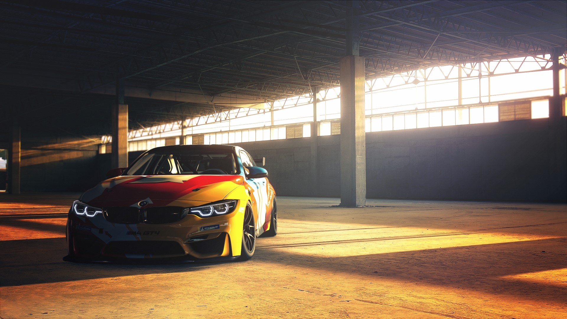 BMW M4 DTM Champion Edition in a warehouse HD Wallpaper