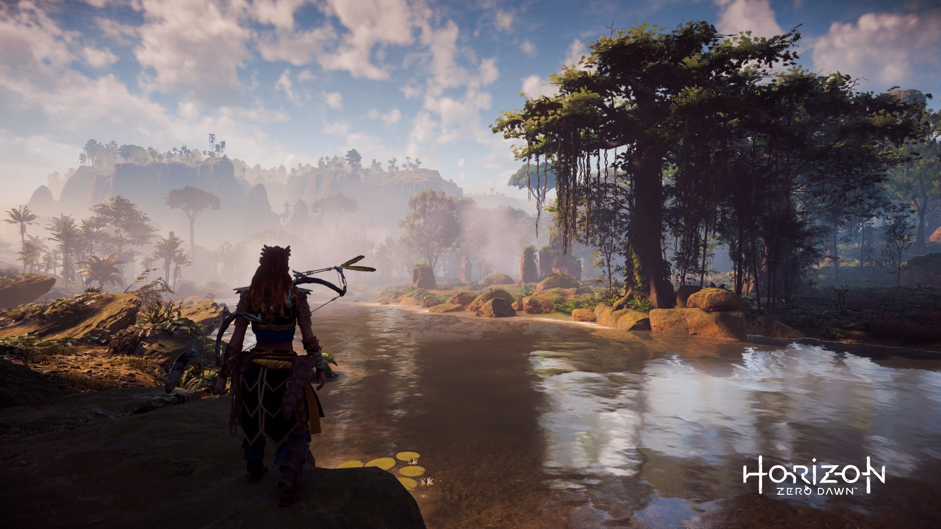 Aloy from Horizon Zero Dawn by a river HD Wallpaper
