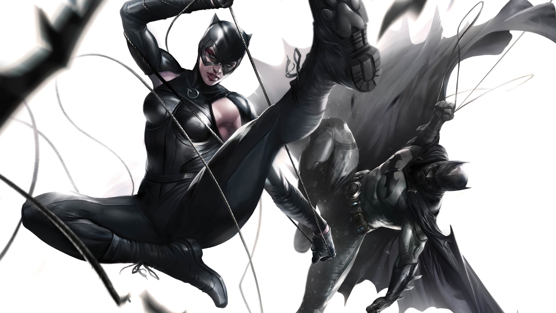 Catwoman and Batman in action HD Wallpaper