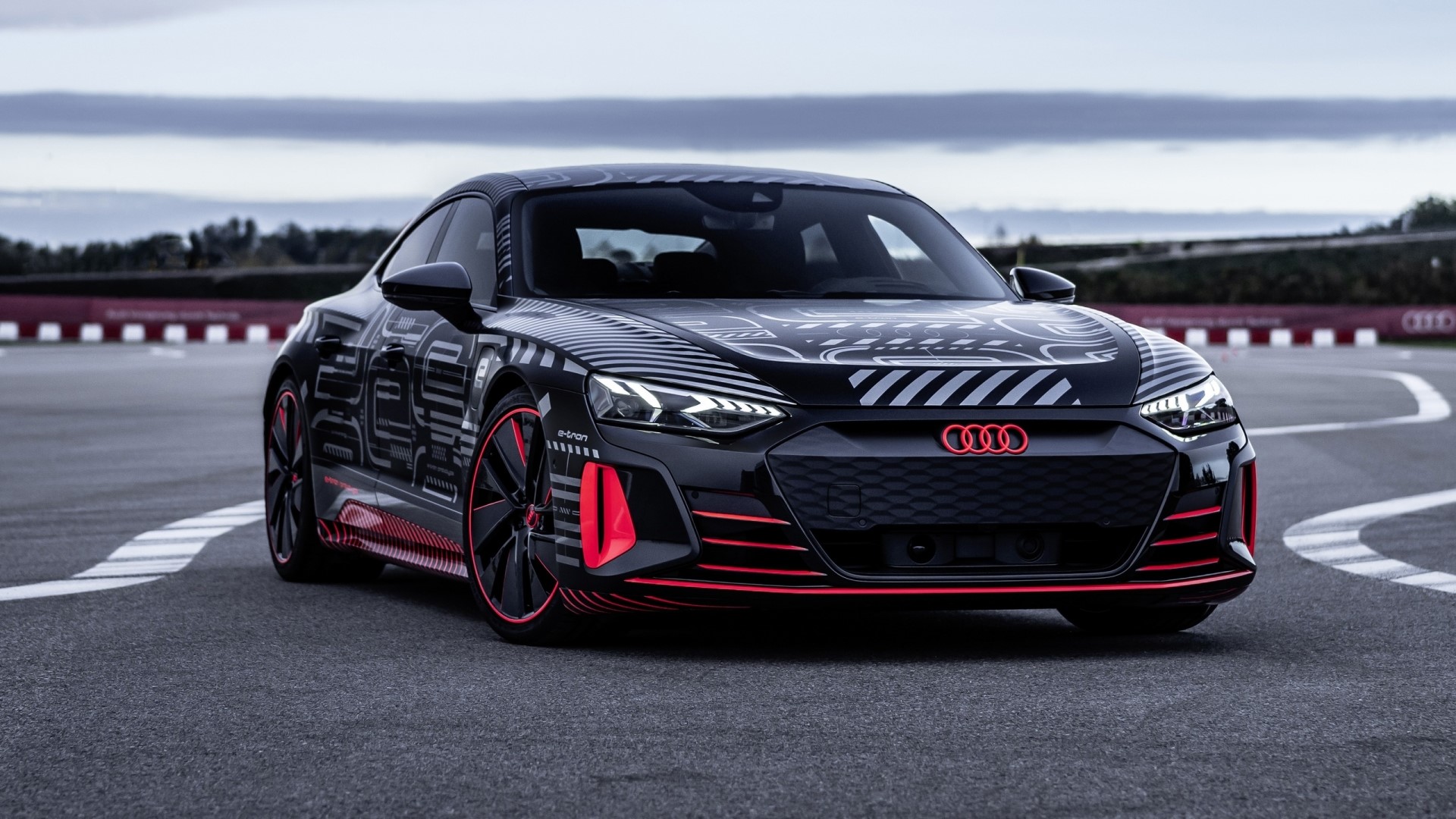 Audi E-Tron prototype on a race track HD Wallpaper