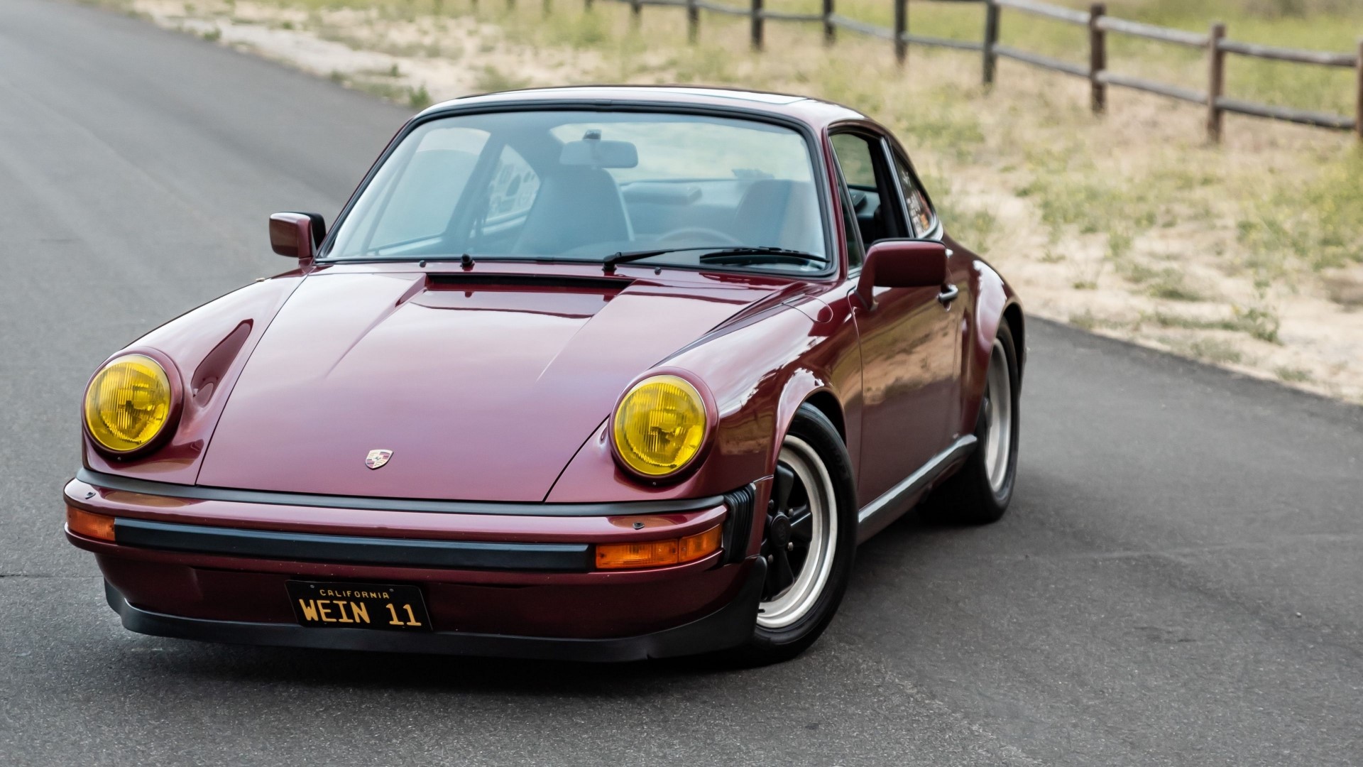 Maroon Porsche 911 SC on a Road HD Wallpaper