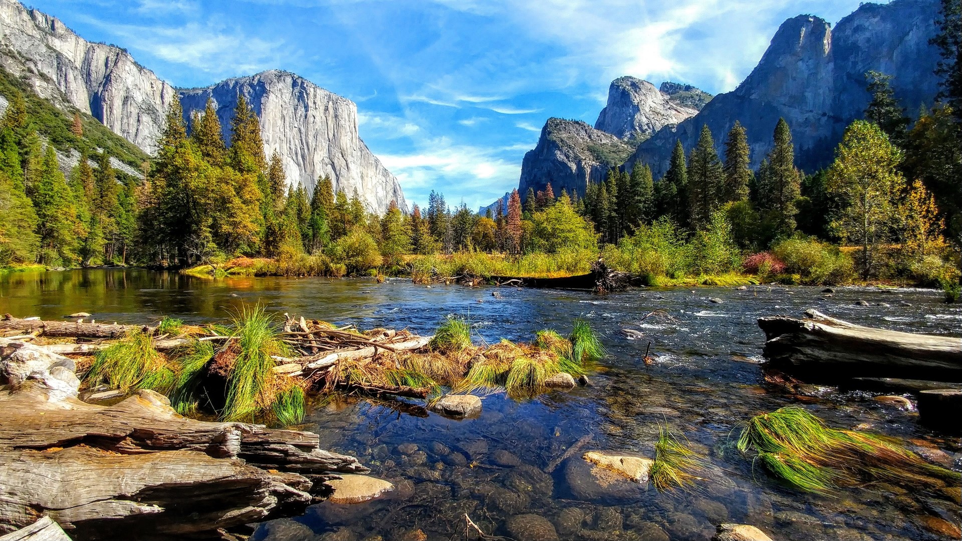 Yosemite Valley with Merced River and El Capitan HD Wallpaper