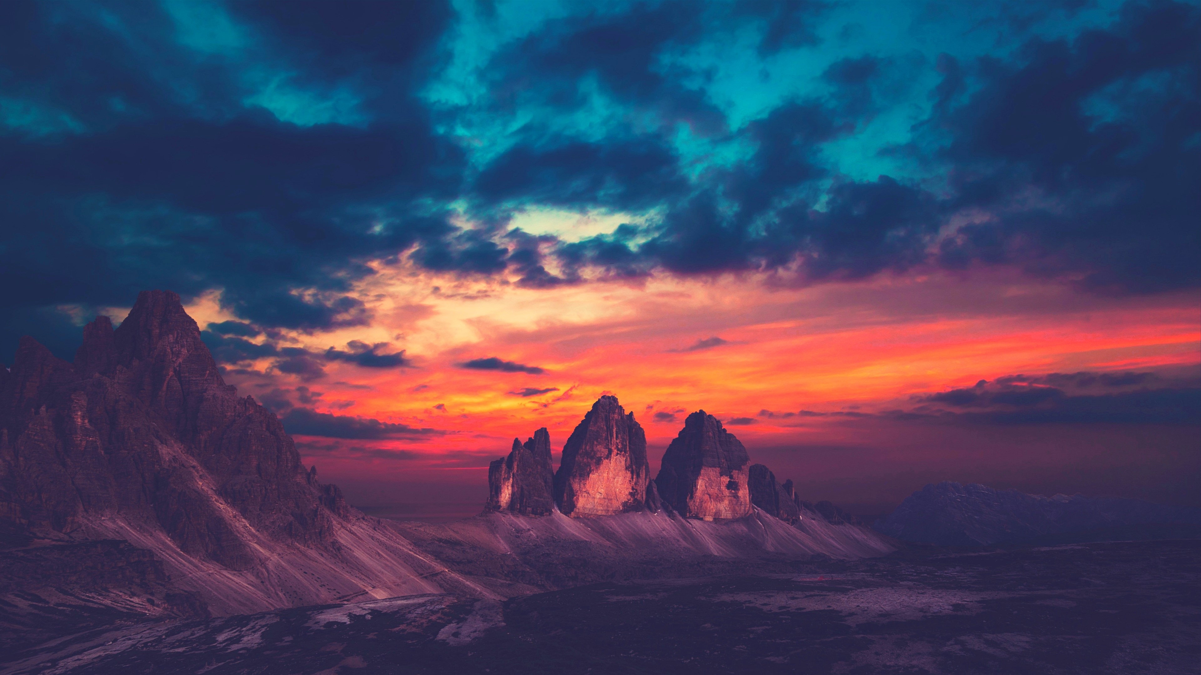 4K Sunset Over Mountain Peaks HD Wallpaper