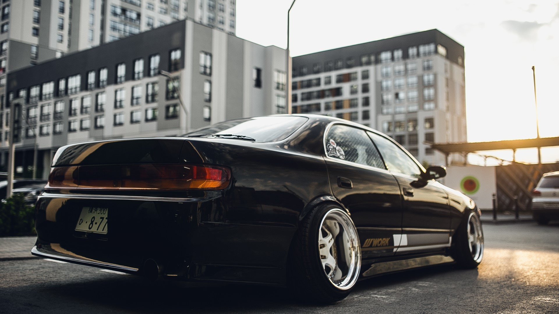 Black Toyota Chaser JZX90 with custom wheels HD Wallpaper