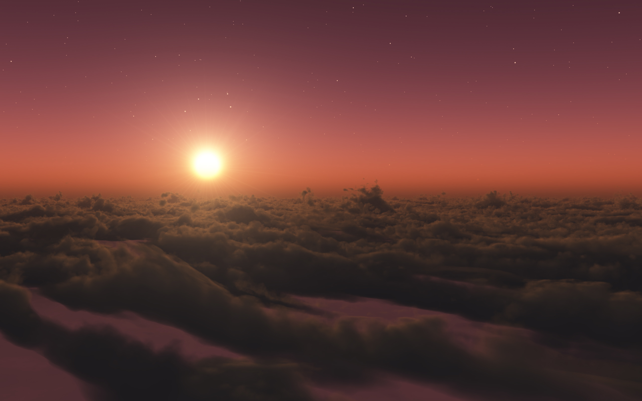 Digital render of sun over clouds at sunset HD Wallpaper