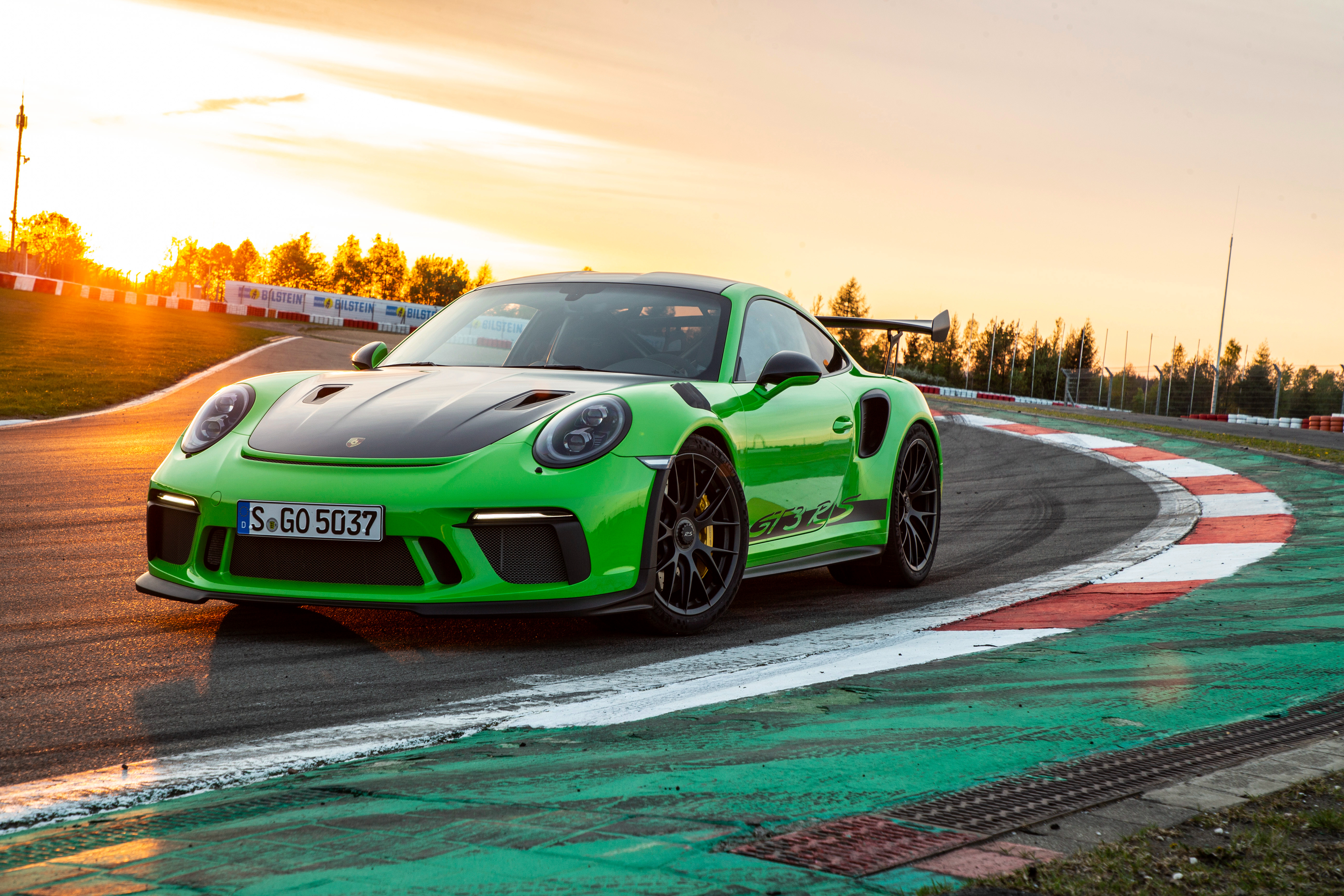 Green Porsche 911 GT3 RS with Weissach Package on Track HD Wallpaper