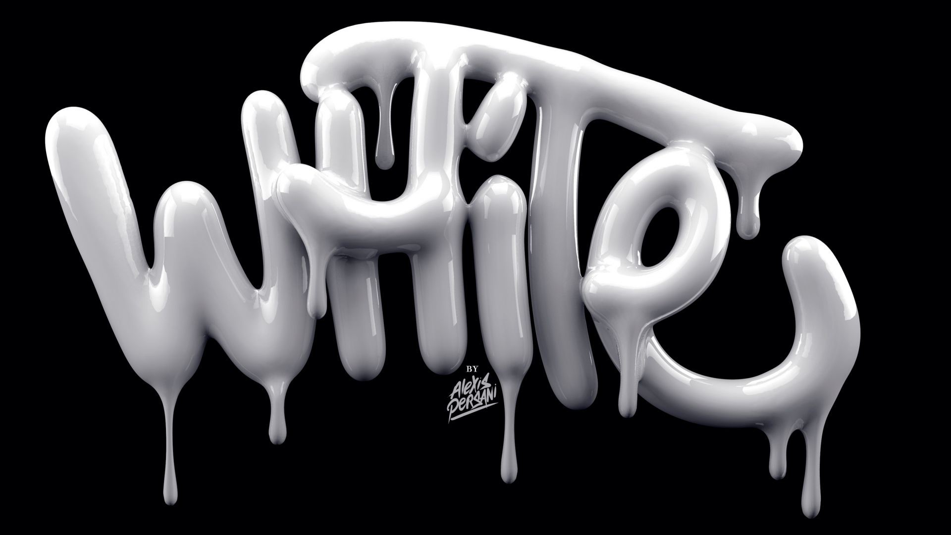 White text with dripping effect by Alexis Persiani HD Wallpaper