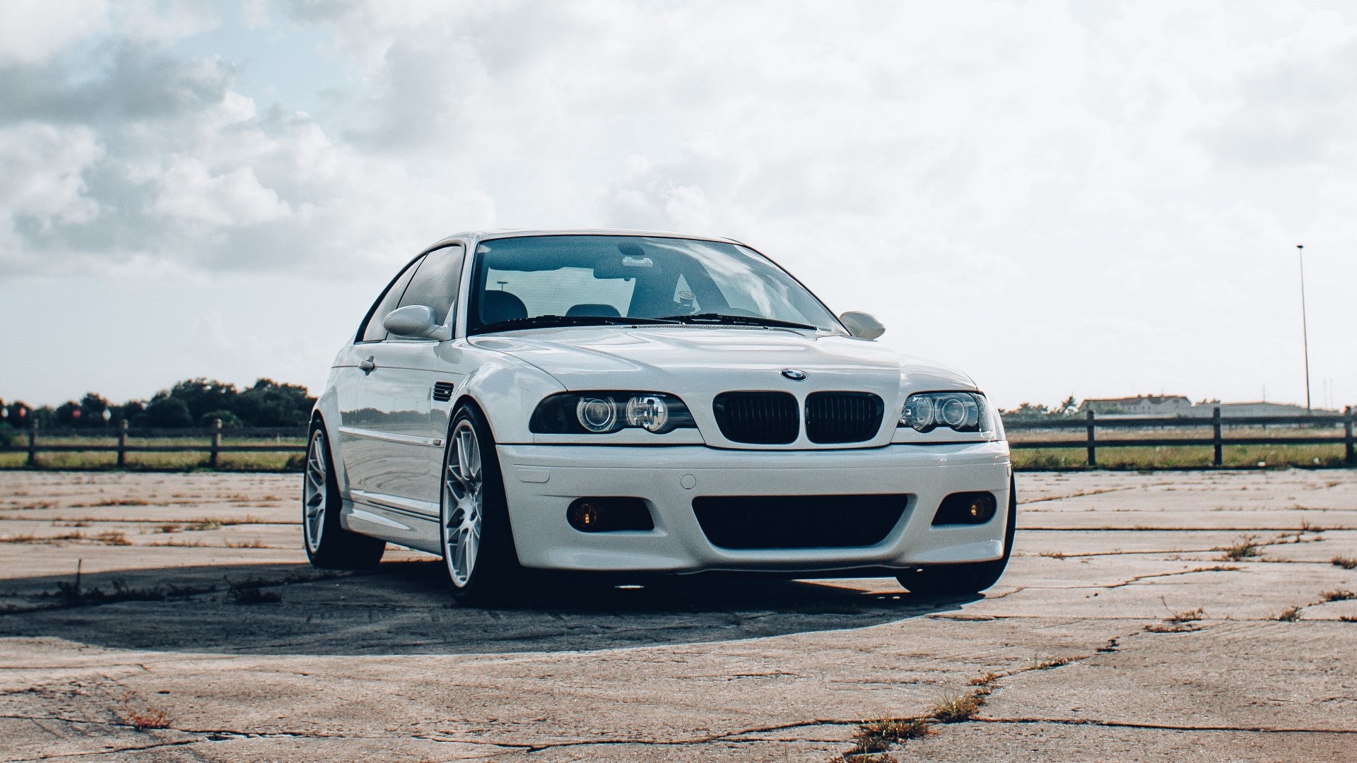White BMW M3 Coupe on Pavement HD Wallpaper
