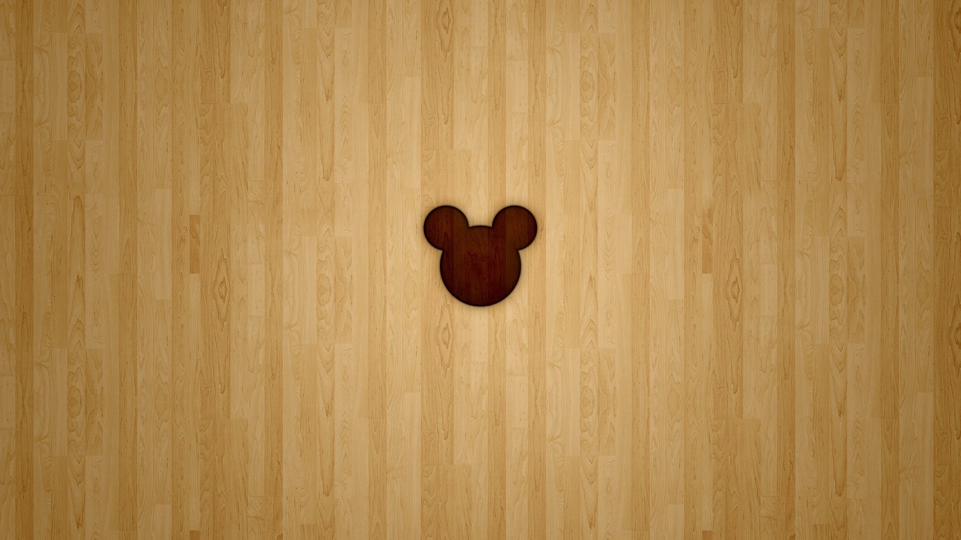 Mickey Mouse silhouette on wood grain HD Wallpaper