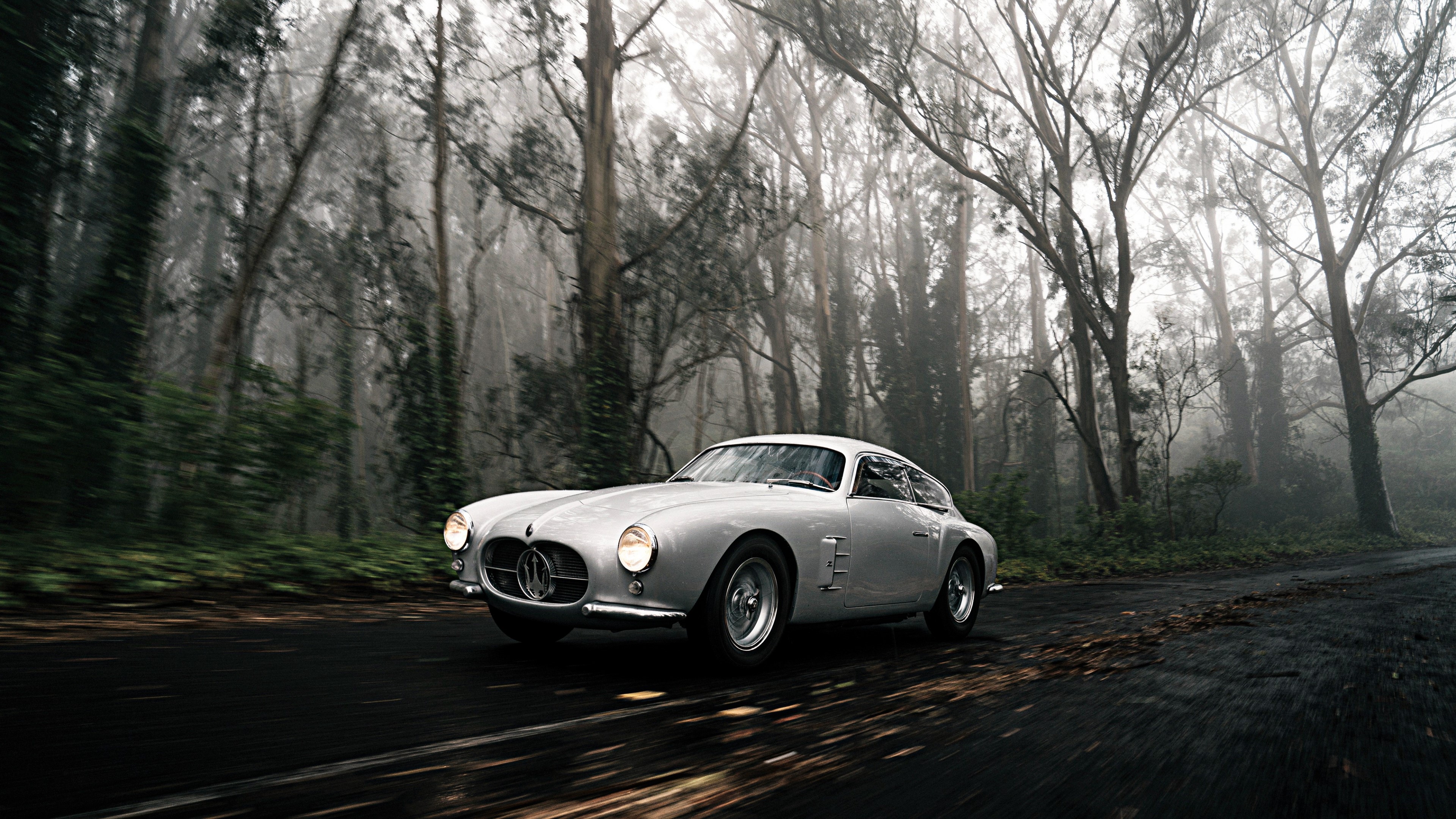4K Maserati A6G 2000 Berlinetta in forest HD Wallpaper