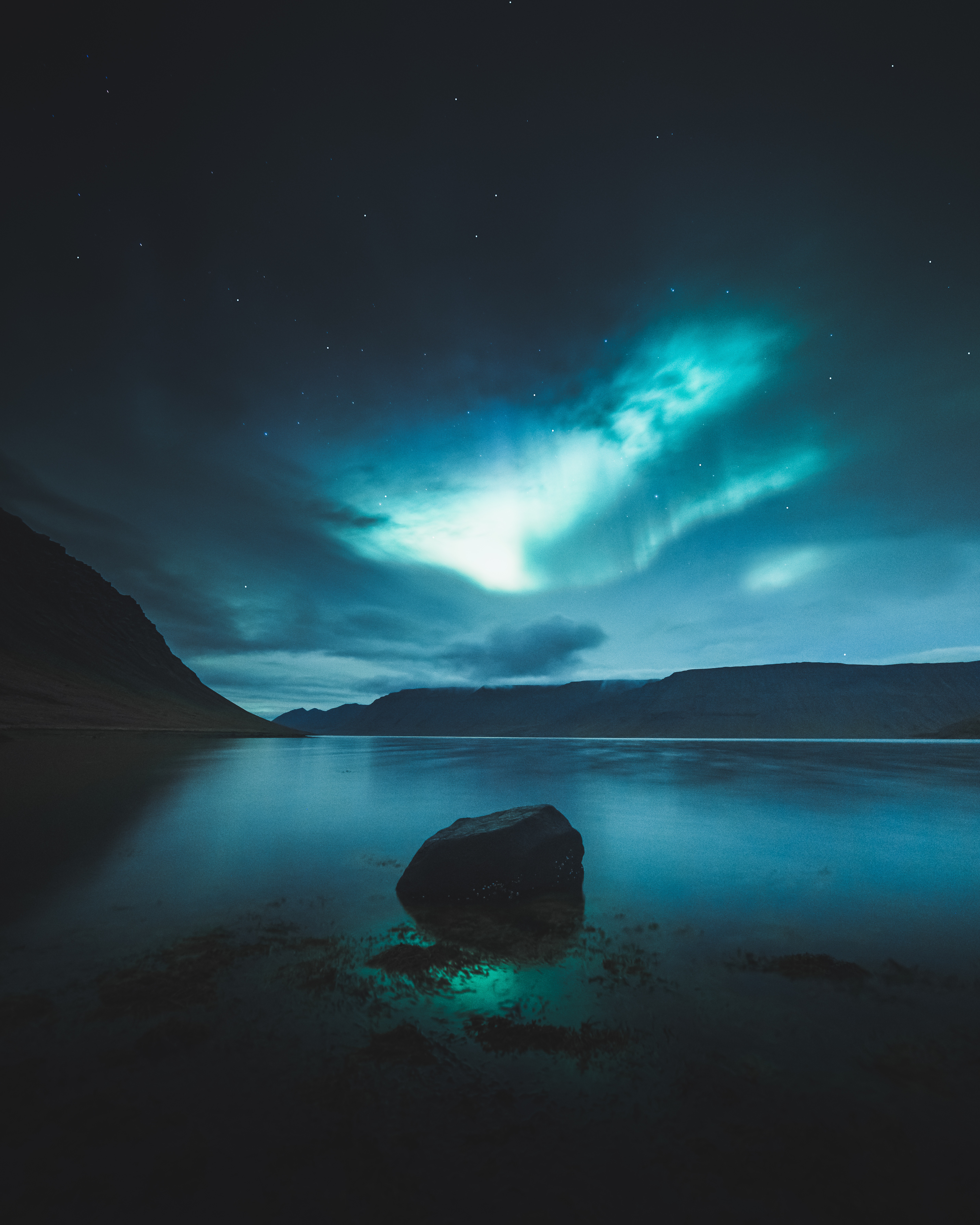 Northern Lights over a lake in Iceland 4K HD Wallpaper