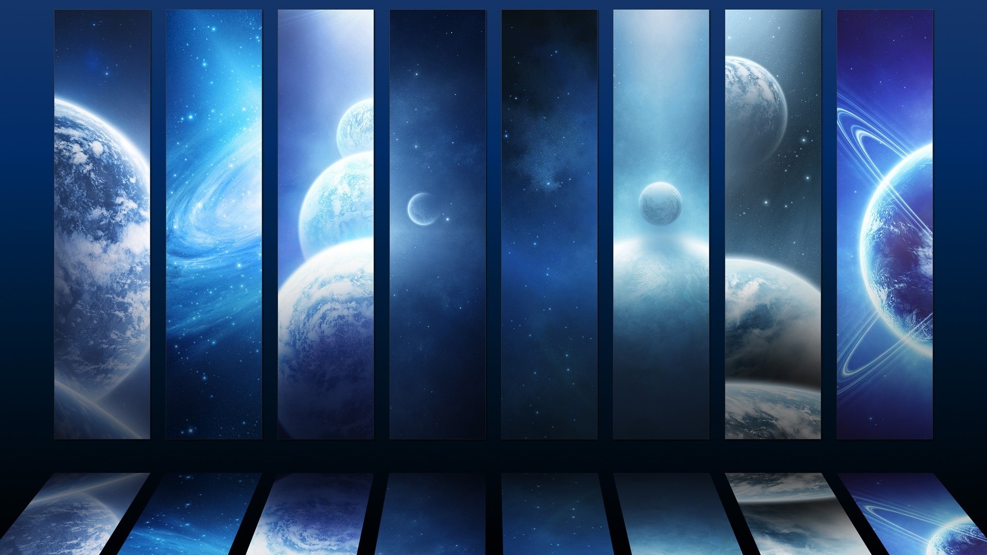 Planets and galaxies in deep space HD Wallpaper