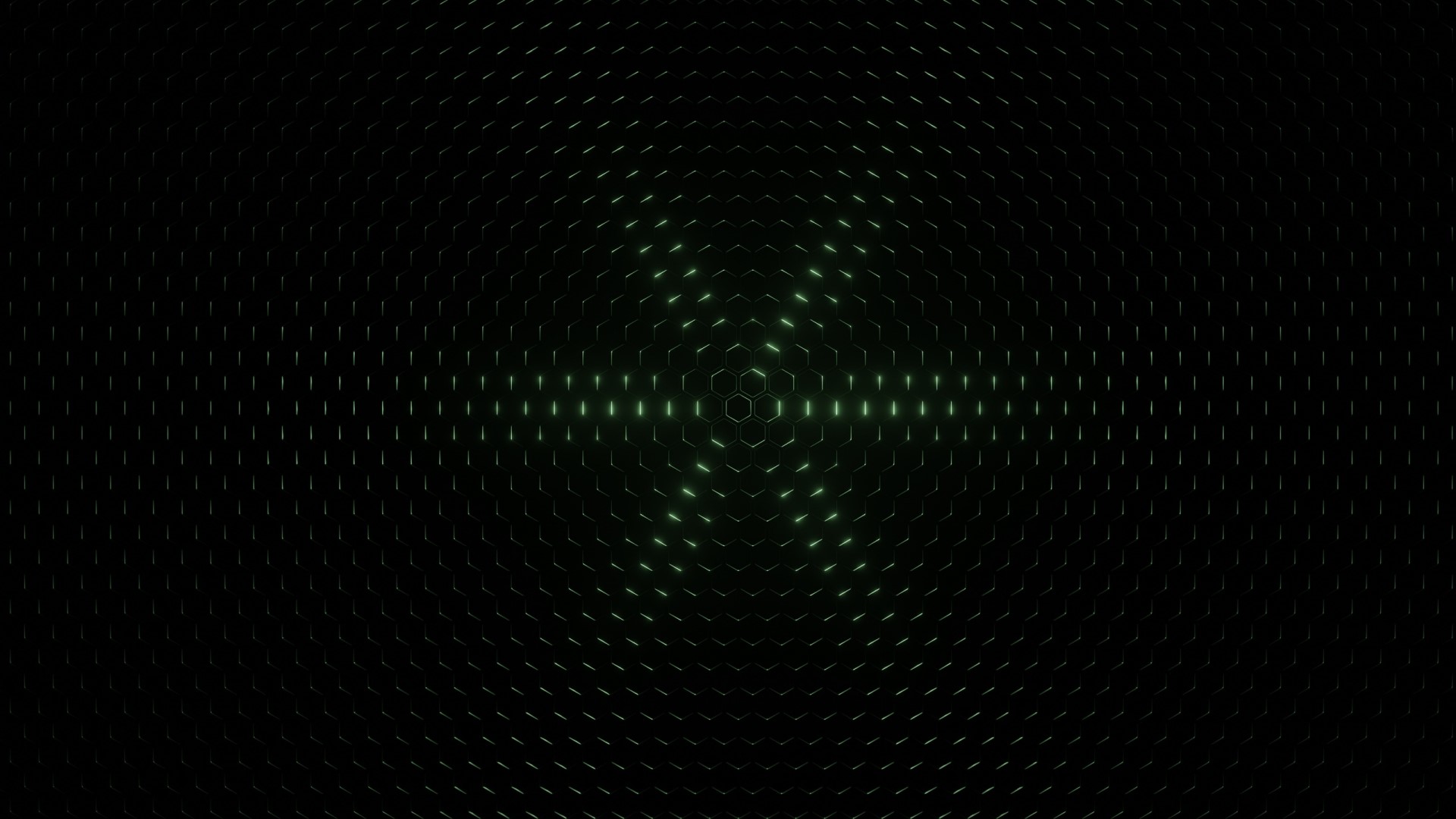 Abstract Hexagonal Pattern with Green Light HD Wallpaper