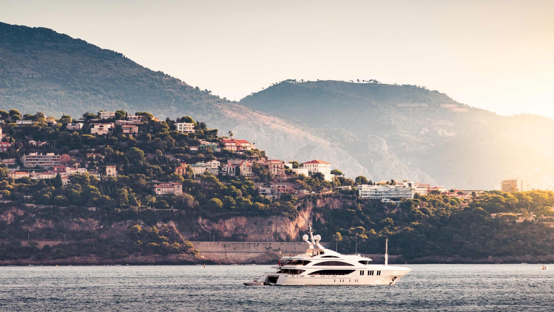 Yacht off the coast of Monte Carlo HD Wallpaper