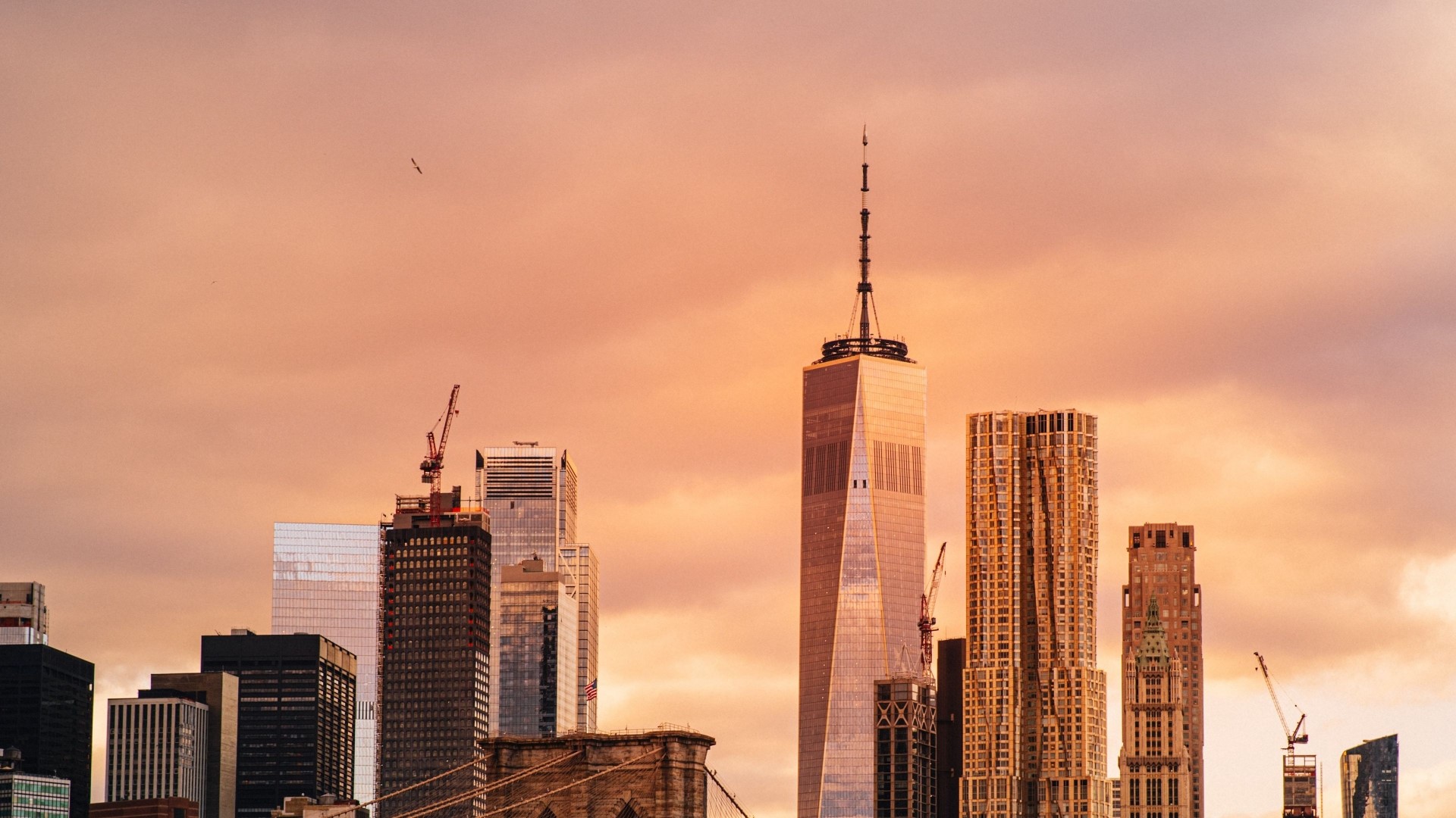 New York City Skyline at Sunset HD Wallpaper