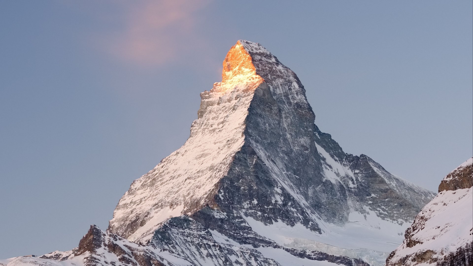 Matterhorn mountain peak at sunrise HD Wallpaper