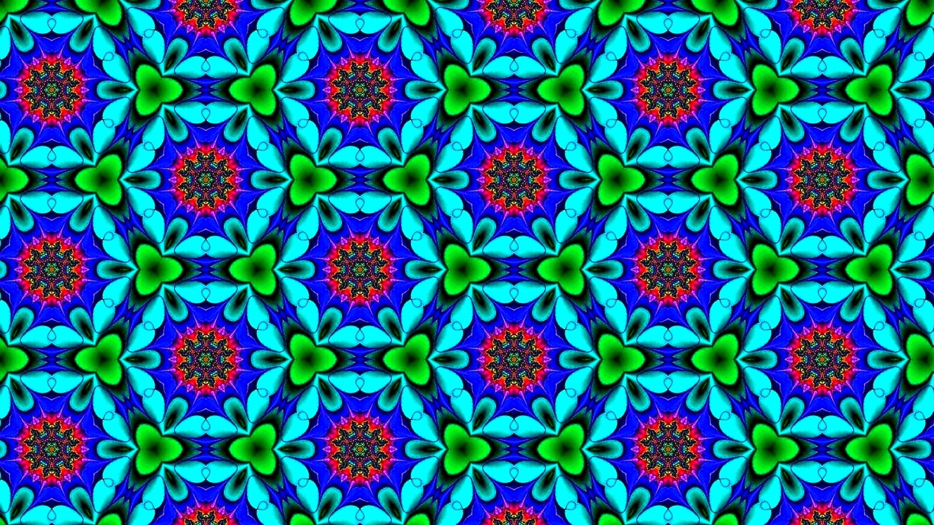 Abstract fractal pattern with blue, green, and red. HD Wallpaper