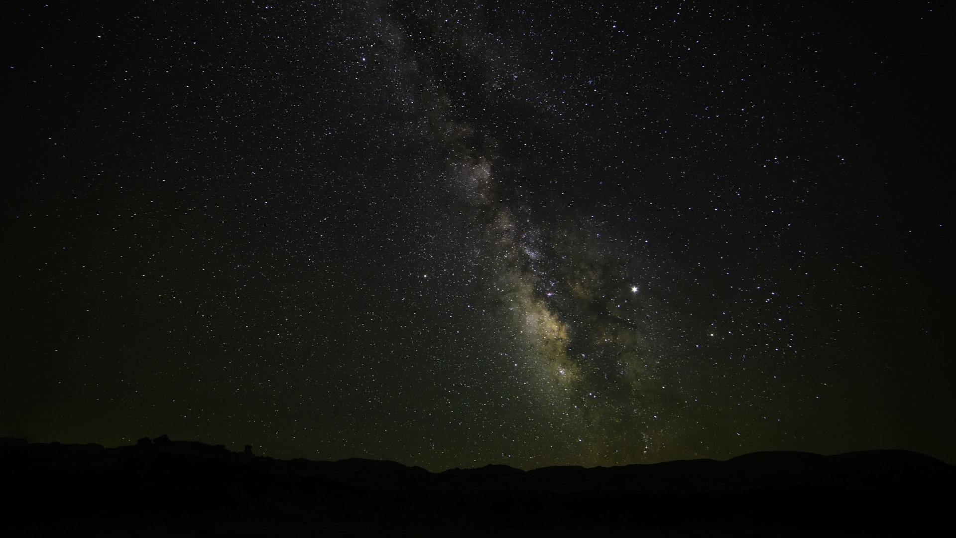 Milky Way Galaxy over Silhouette Landscape HD Wallpaper