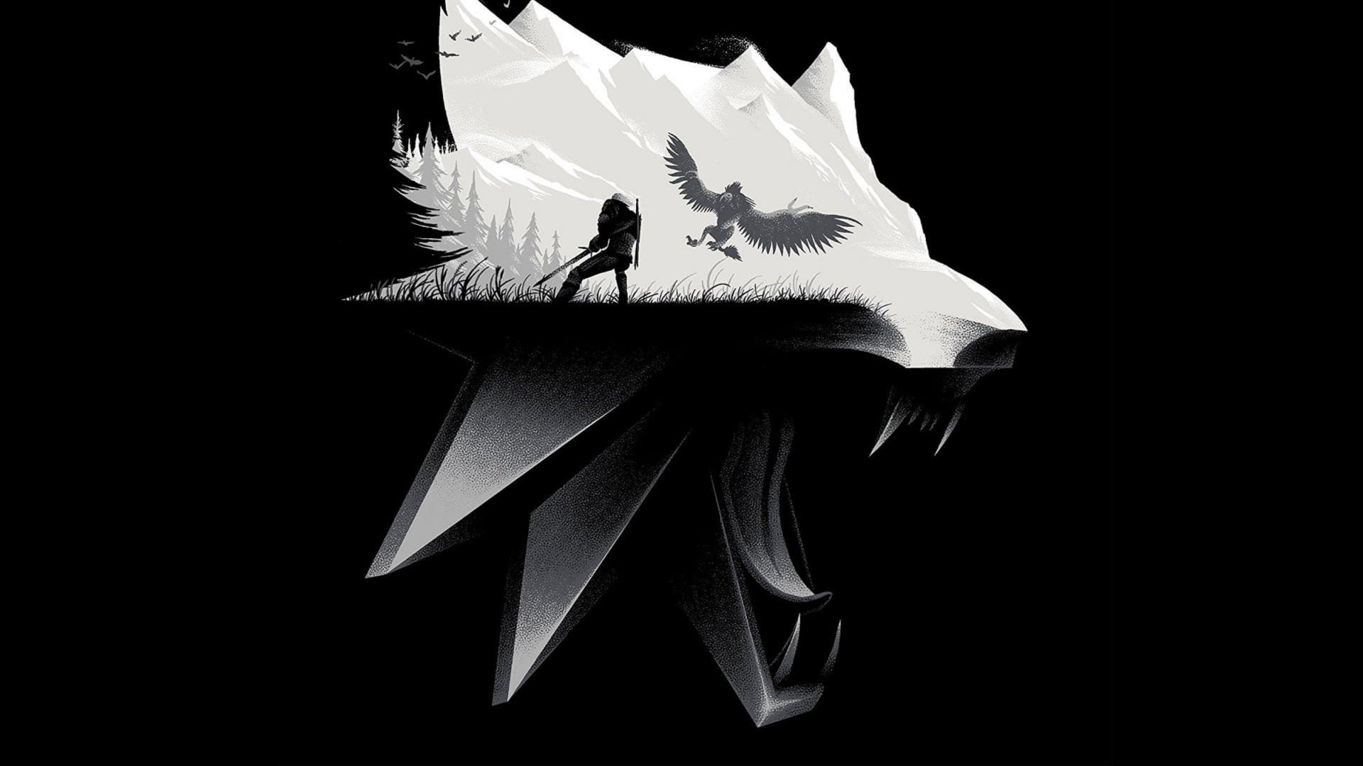 Geralt of Rivia fighting a Griffin in The Witcher 3 HD Wallpaper