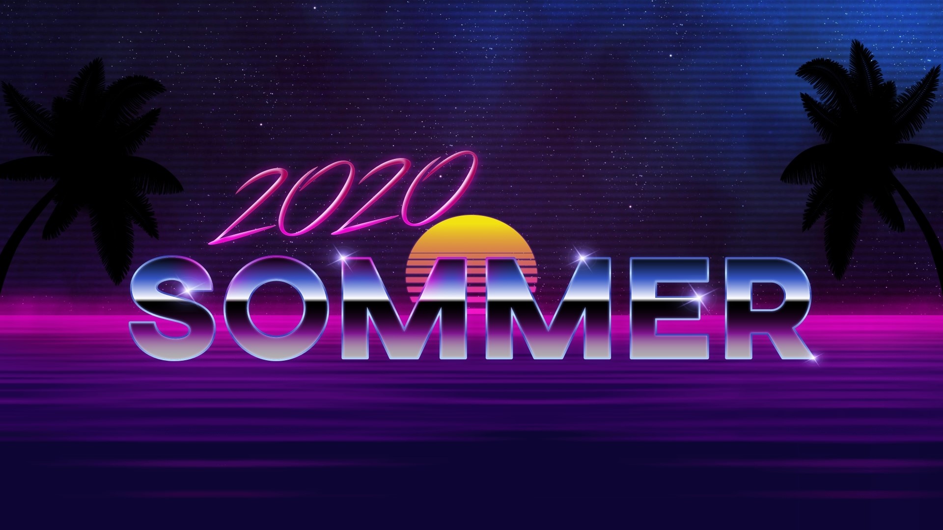 2020 Summer Retro Sunset HD Wallpaper